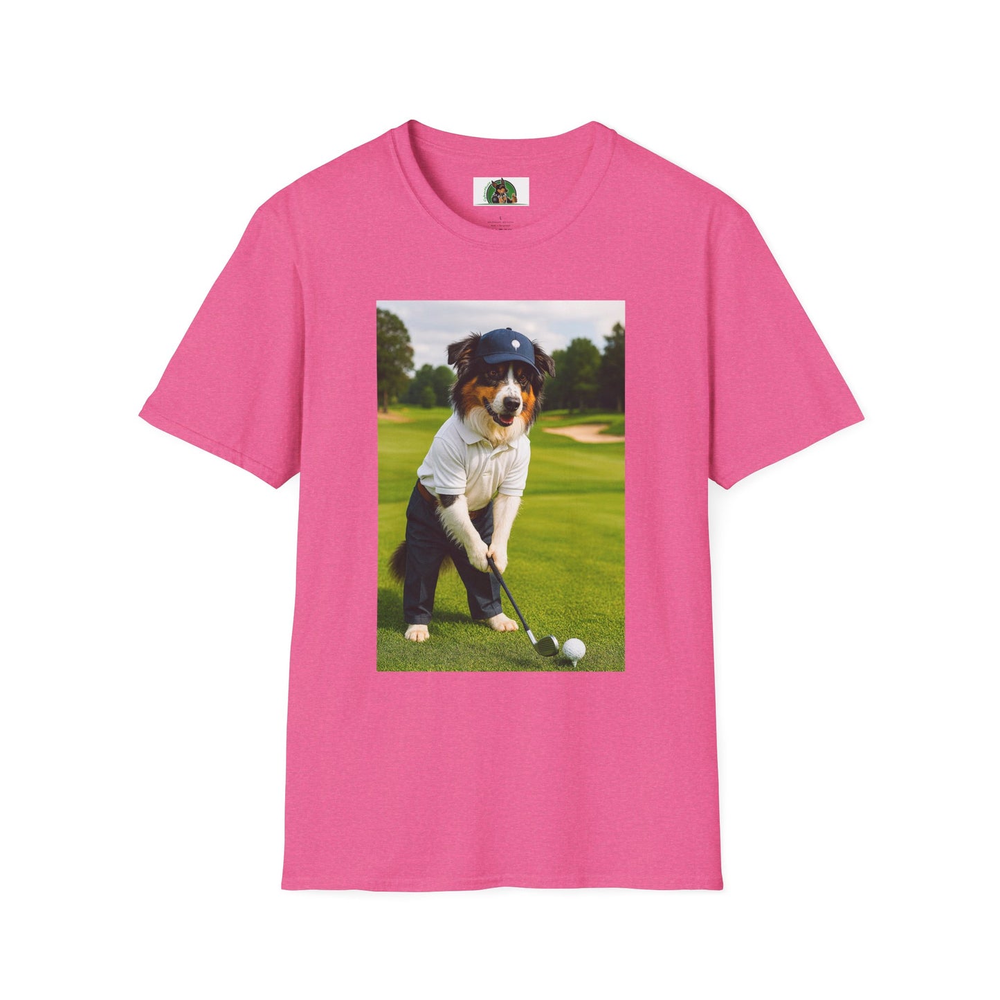 Sports Golf Australian Shepherd T-Shirt T-Shirt Printify Heather Heliconia S