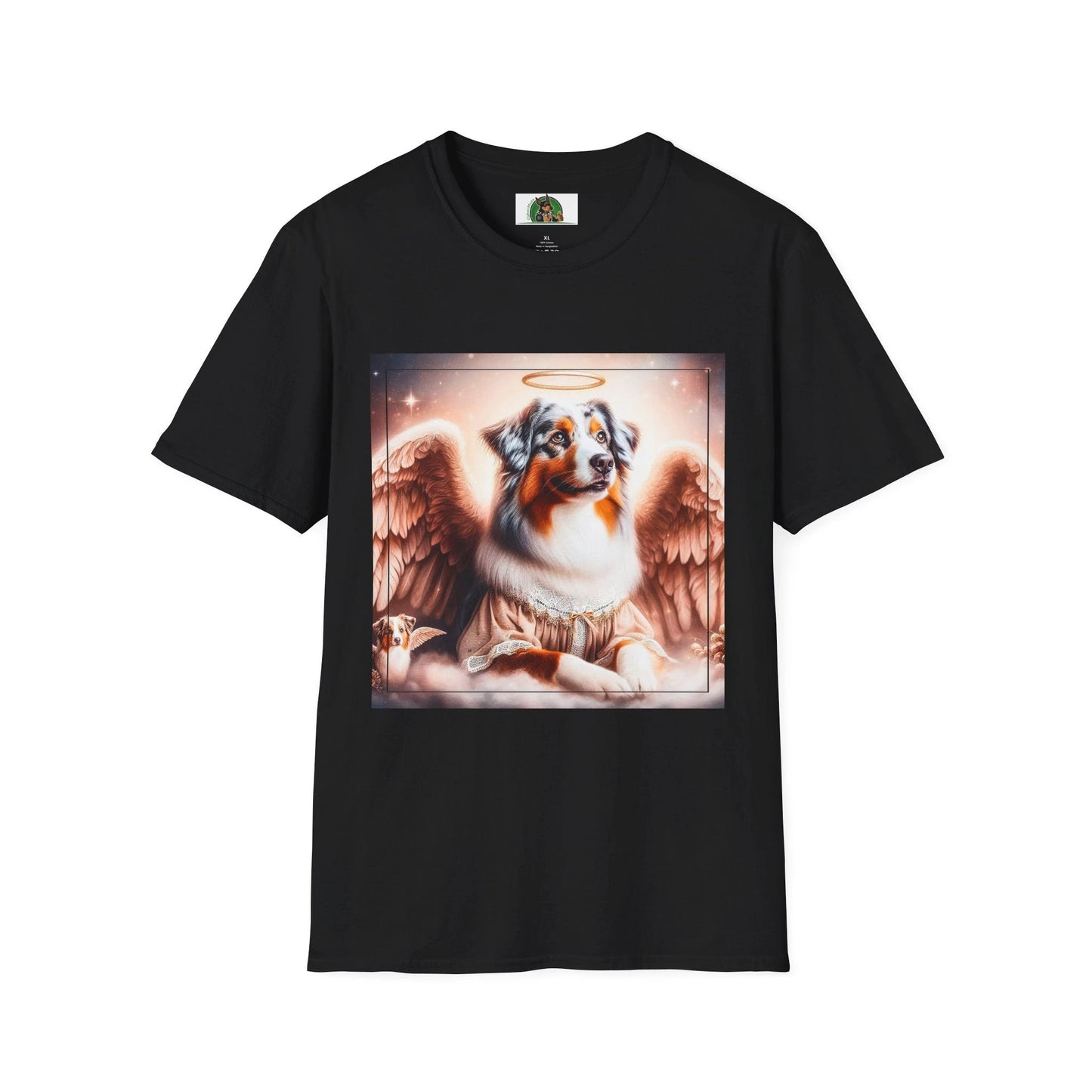 Australian Shepherd Mother And Puppy Angels T Shirt Celebrating The Bond Between Mom And Litter T-Shirt Printify XS Black