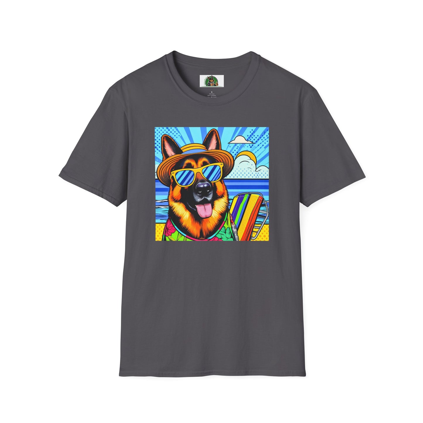 German Shepherd beach puppy shirt T-Shirt Printify Charcoal S