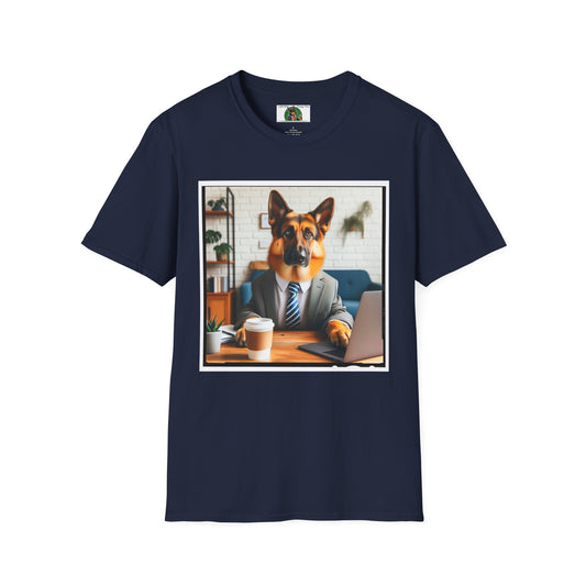 German Shepherd Dog "A Day at the Office" Unisex Softstyle T-Shirt T-Shirt Printify S Navy 