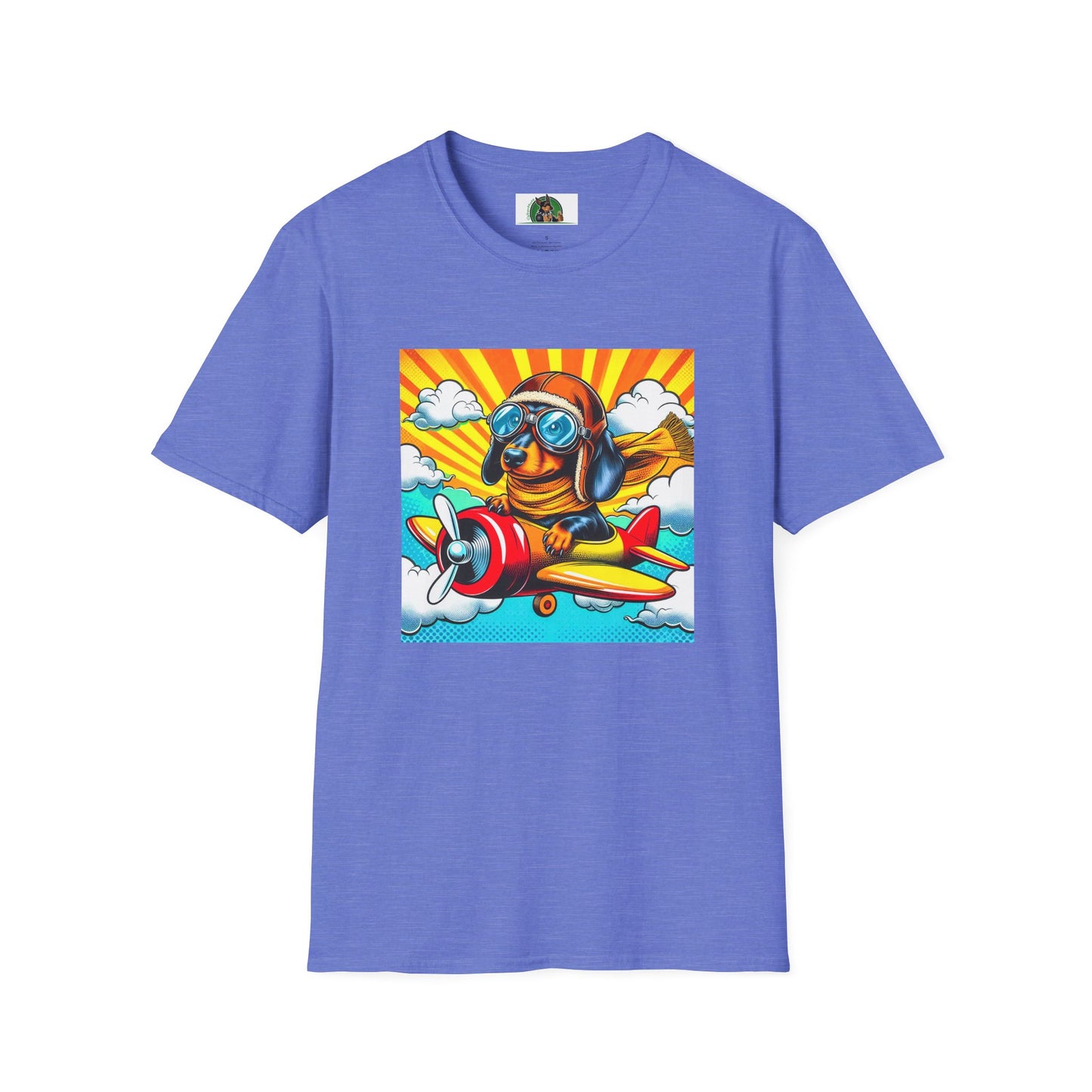 Dachshund airplane flying t shirt T-Shirt Printify Heather Royal S