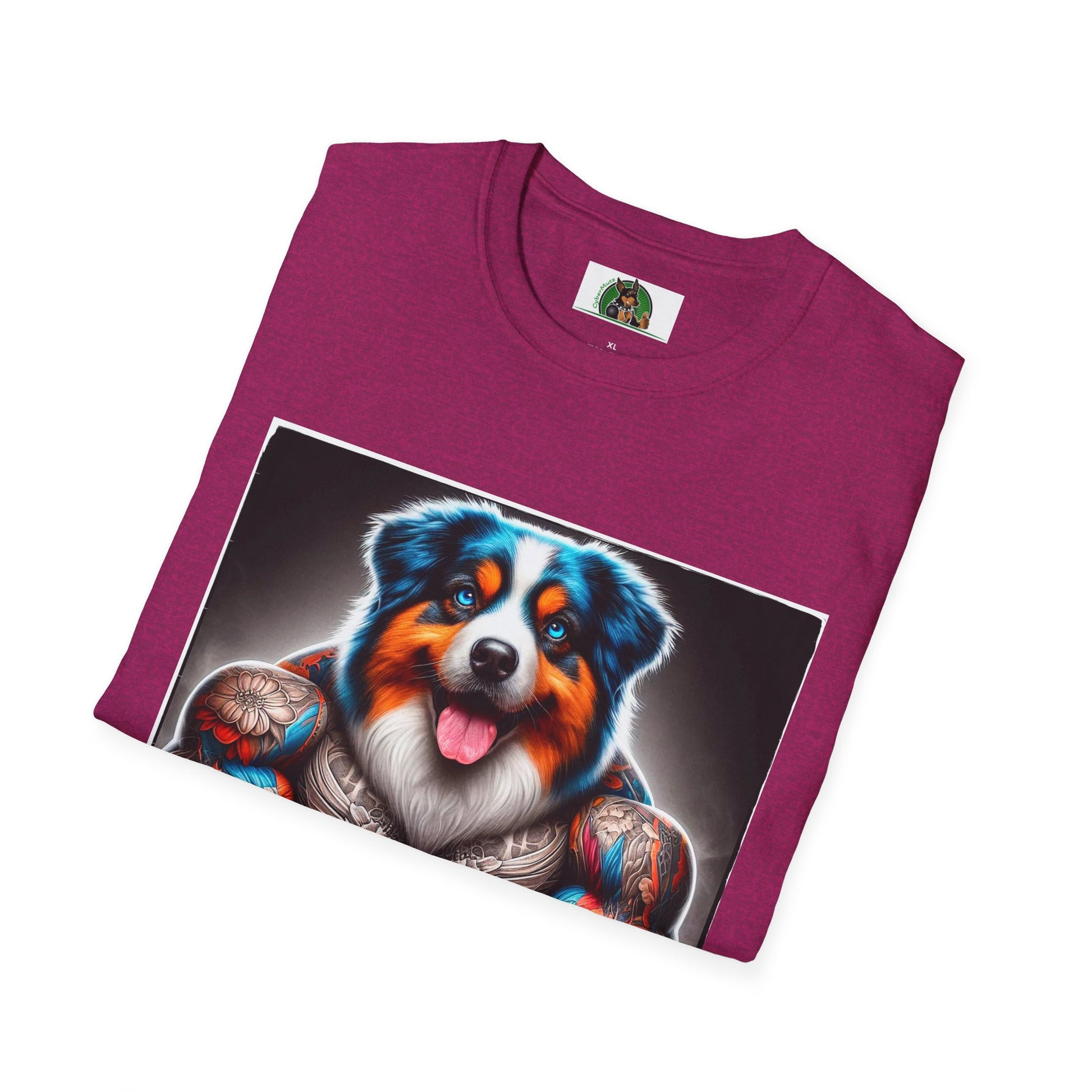 Australian Shepherd Bright Tattoo Buff Dog T-Shirt Printify   