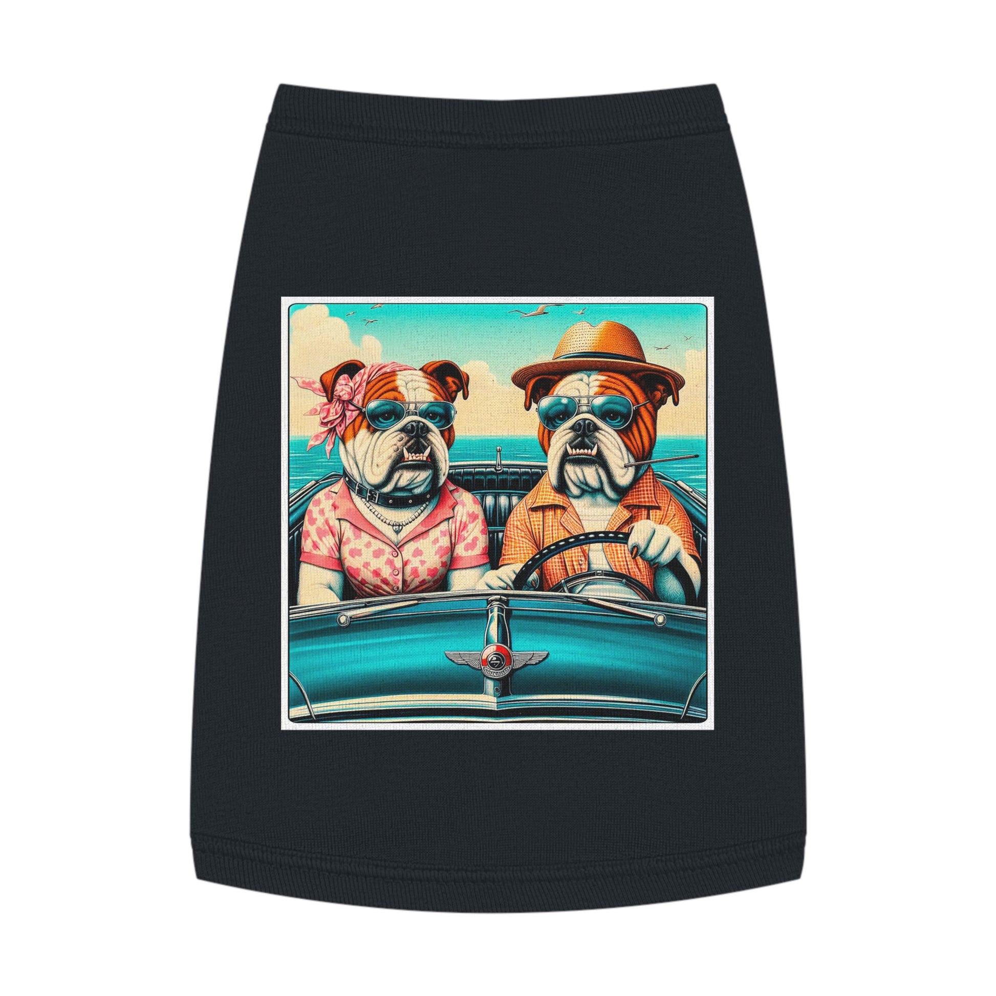 Wacky Pet Tank Top Bulldog vacationing couple t shirt Pets Printify M Black