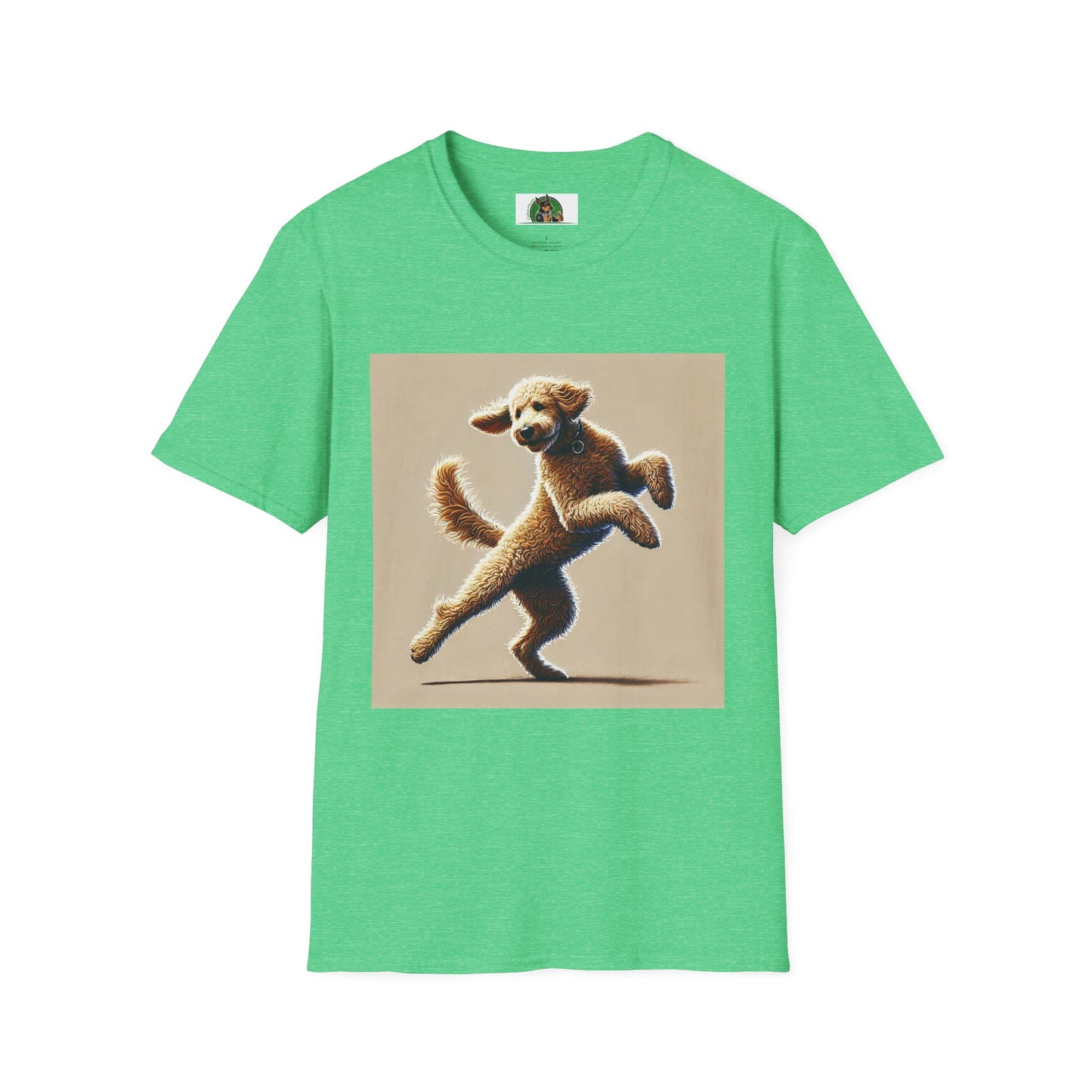 Dancing Golden Doodle T-Shirt T-Shirt Printify S Heather Irish Green