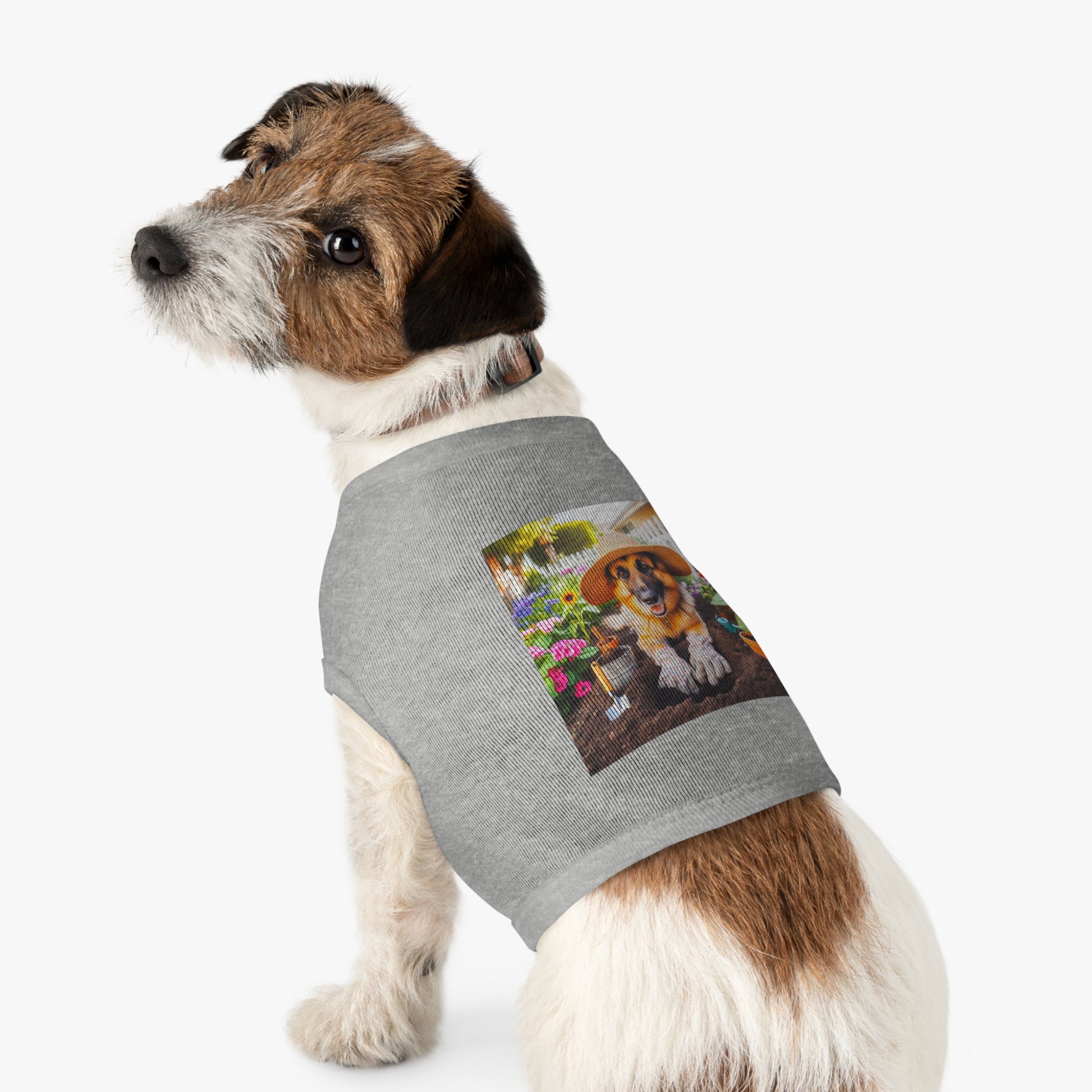 German Shepherd planting flowers shirt Pets Printify