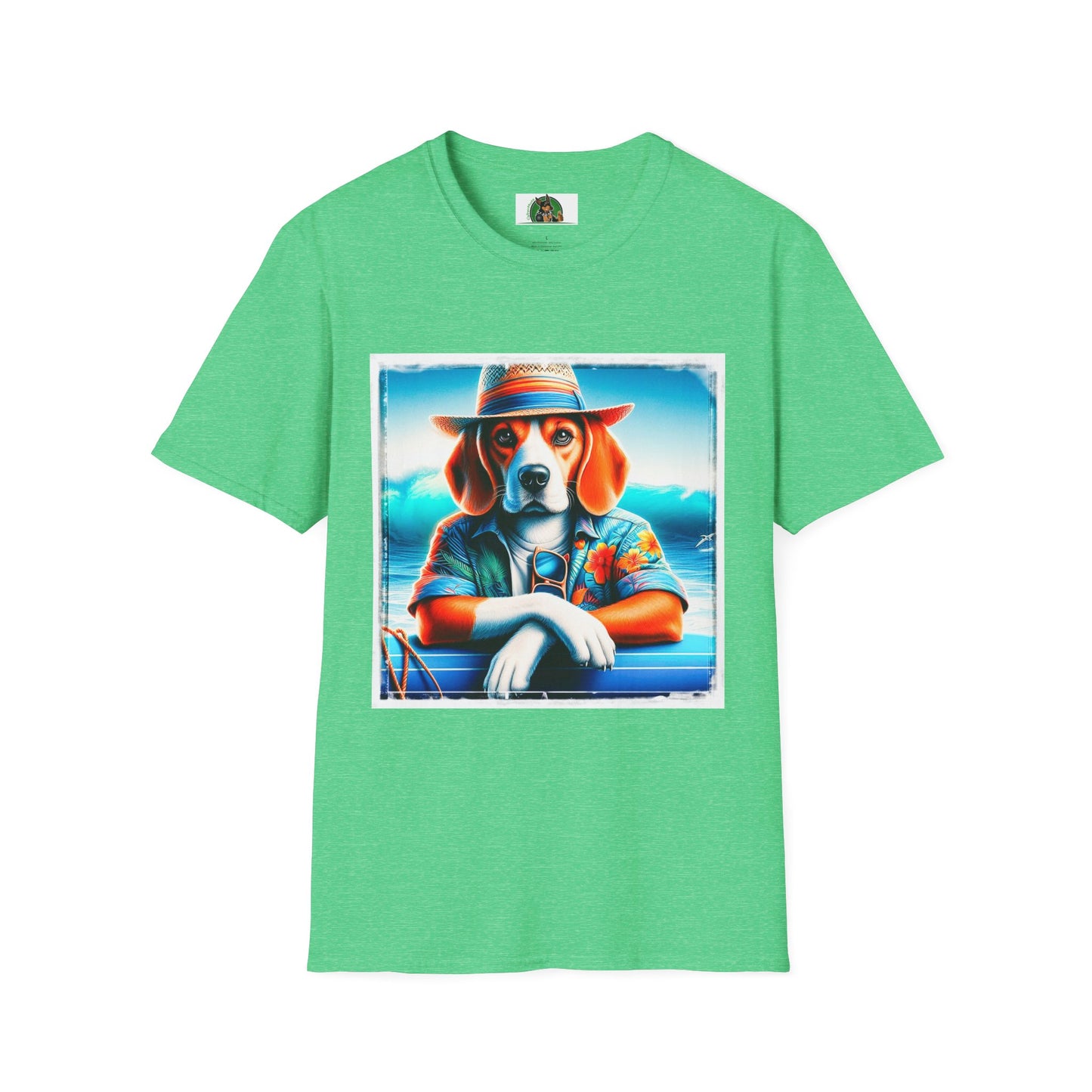 Beagle Wearing Summer Shirt And Hat T-Shirt Printify S Heather Irish Green 