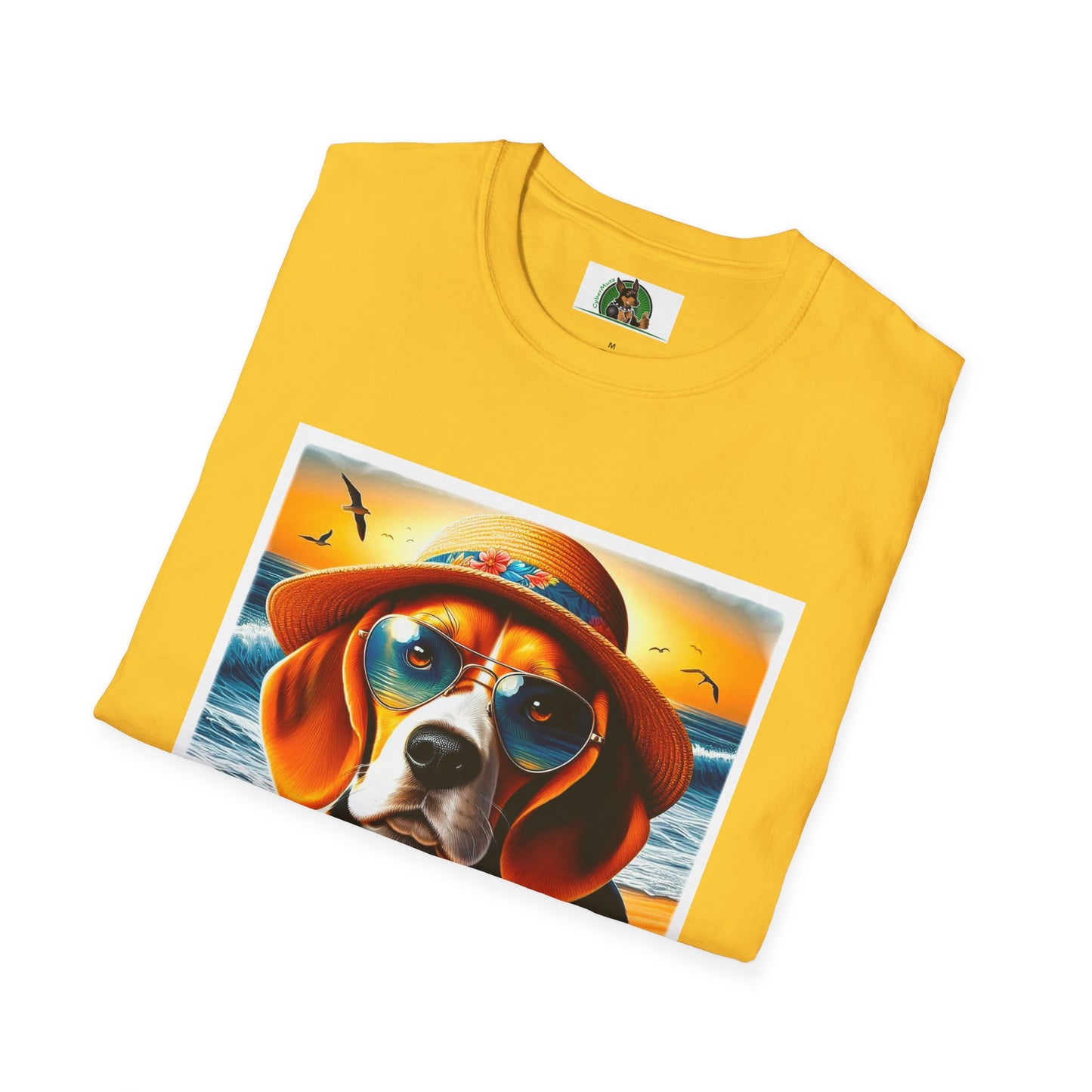 Beagle Wearing Sun Hat At The Beach T-Shirt Printify   