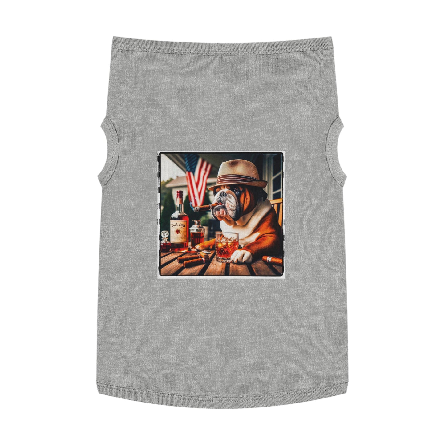 Pet Tank Top Bulldog cigar chilling t shirt Pets Printify XL Heather