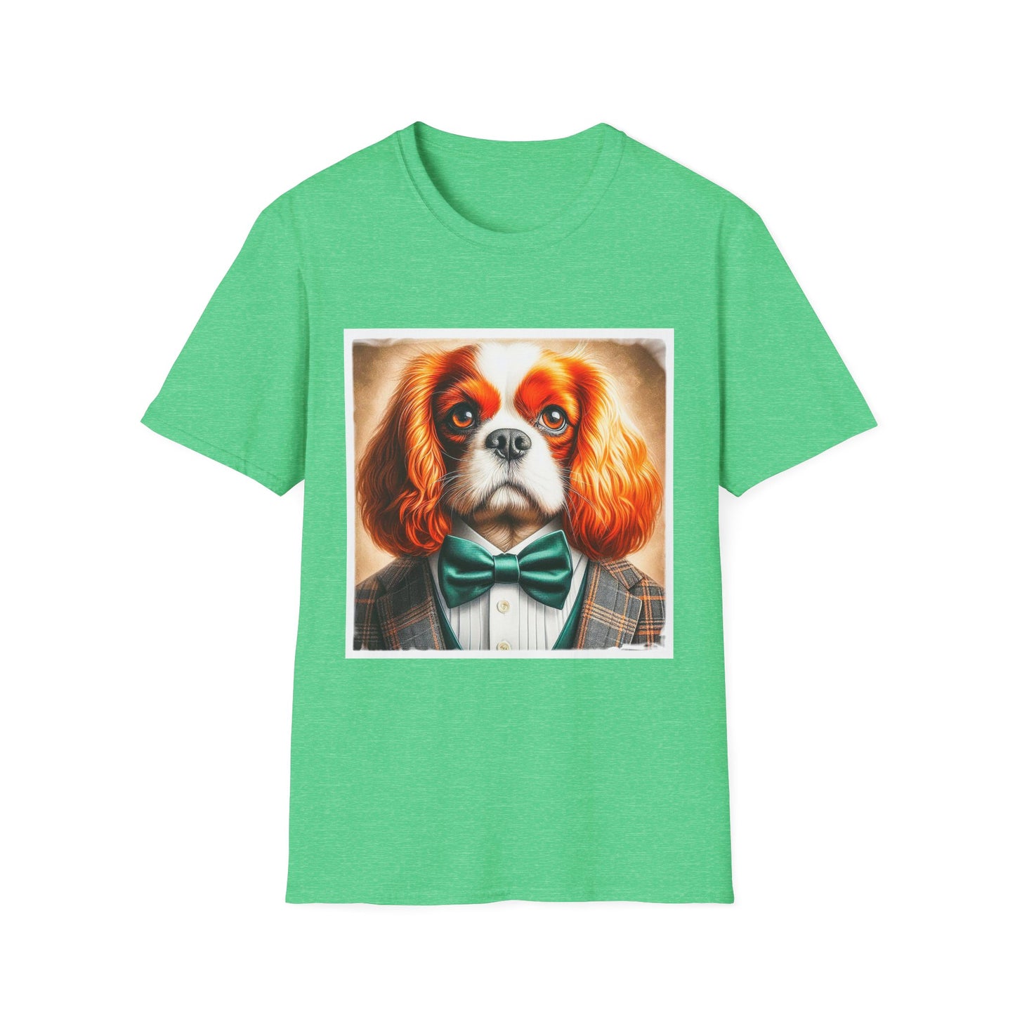 Cavalier King Charles Spaniel Suit and Tie T Shirt T-Shirt Printify S Heather Irish Green