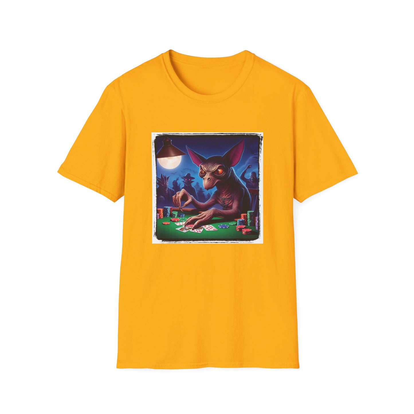 Chupacabra card playing t shirt T-Shirt Printify S Gold