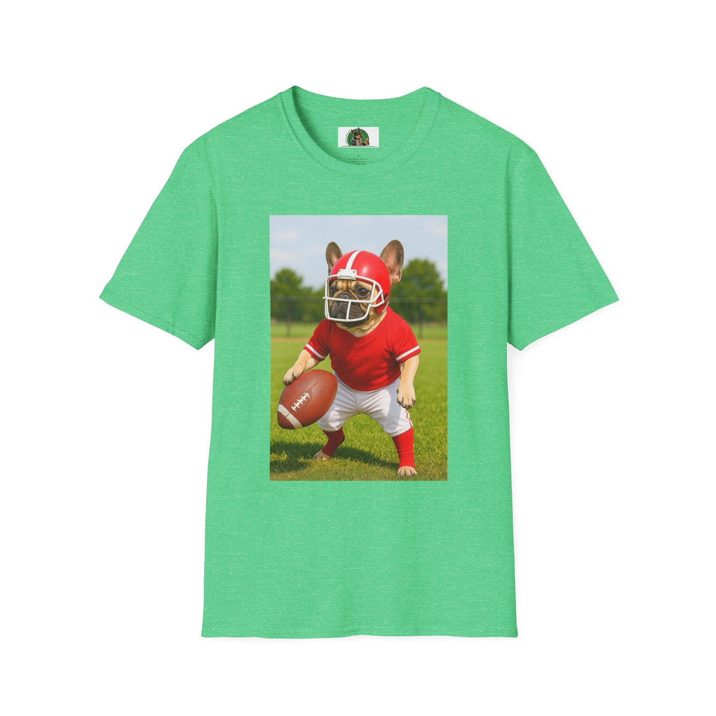 Sports Football French Bulldog T-Shirt T-Shirt Printify Heather Irish Green S