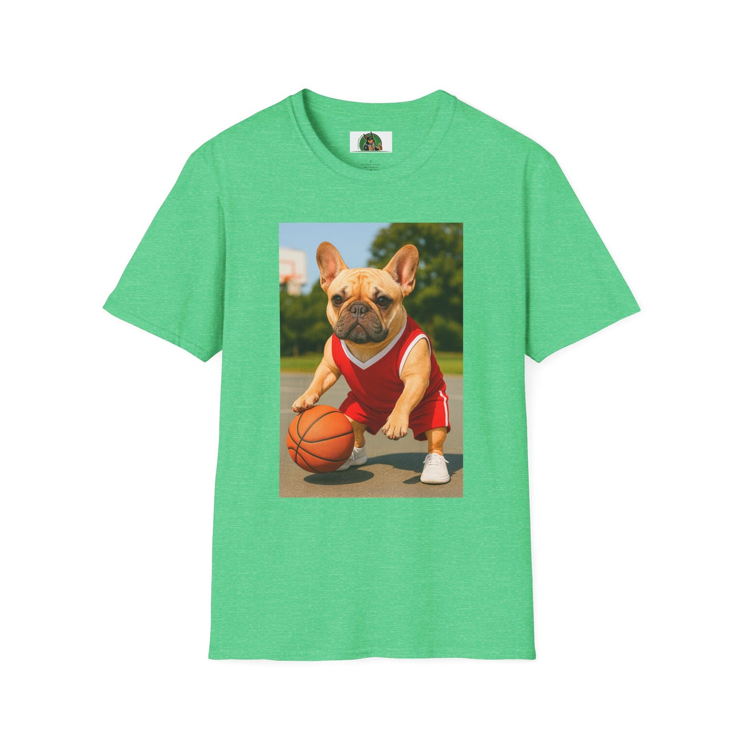 Sports Basketball French Bulldog Tee T-Shirt Printify Heather Irish Green S