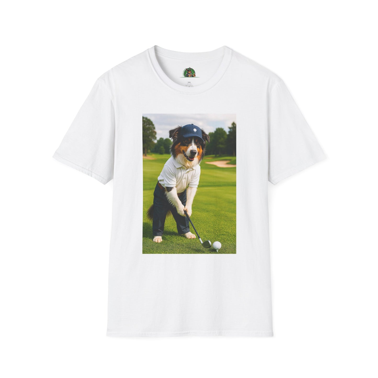 Sports Golf Australian Shepherd T-Shirt T-Shirt Printify White XS
