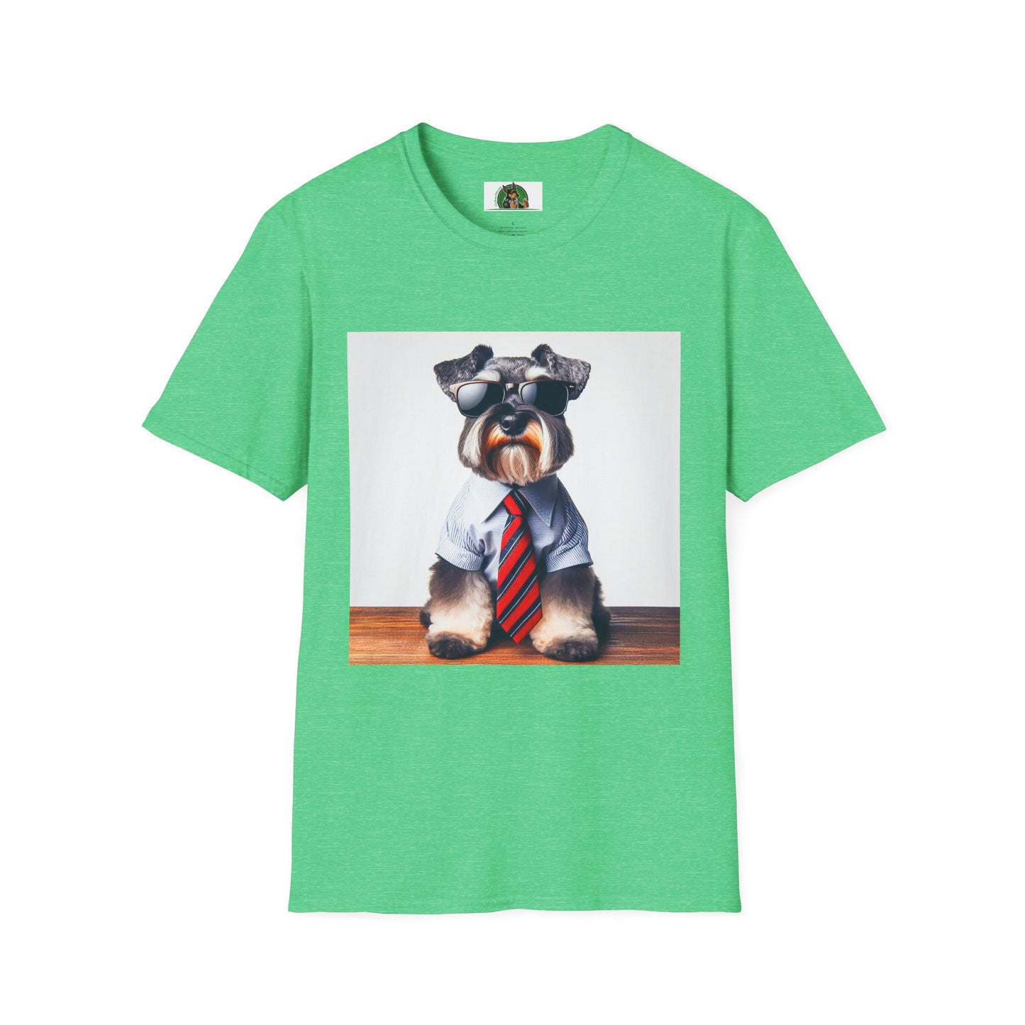 Schnauzer T-Shirt with Miniature Schnauzer Design T-Shirt Printify S Heather Irish Green 