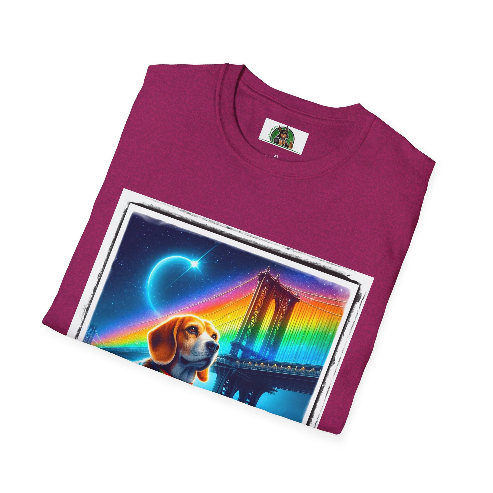 Beagle Sitting Under Rainbow Bridge T-Shirt Printify   