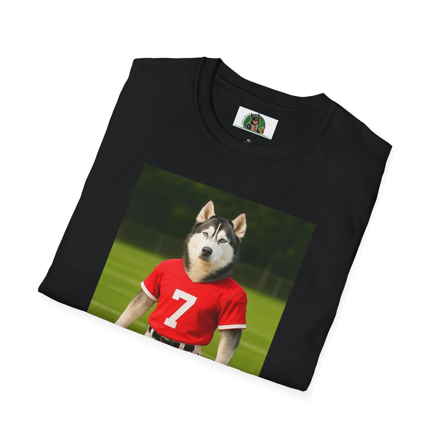 Husky Football T-Shirt — Sports Dog Tee by Printify