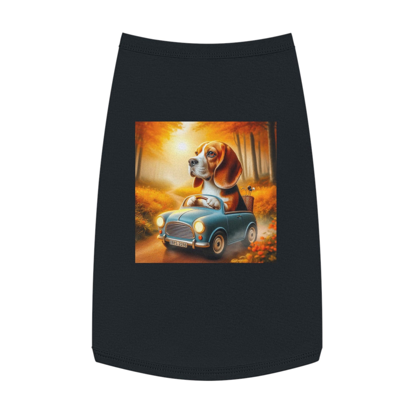 Pet Tank Top Wacky Beagle Dog In Tiny Car Pets Printify L Black 