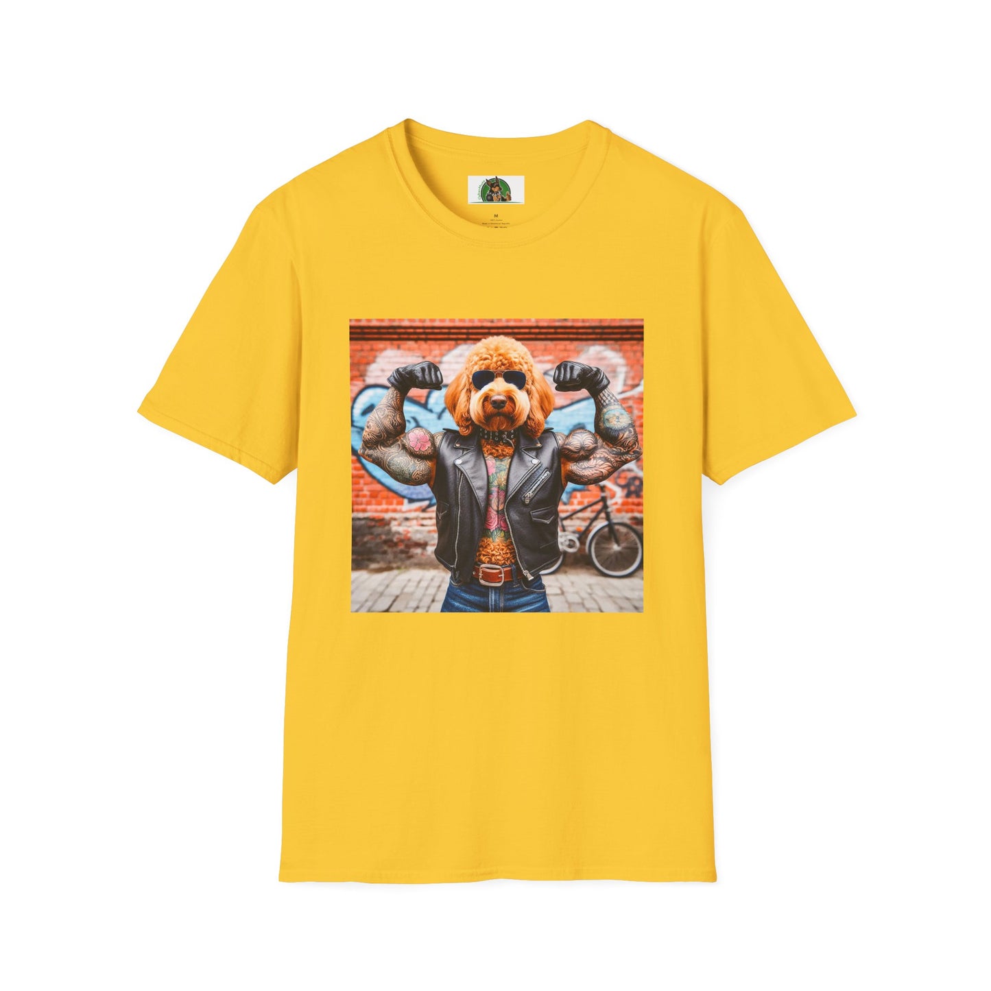 Golden Doodle muscles man t shirt T-Shirt Printify S Daisy