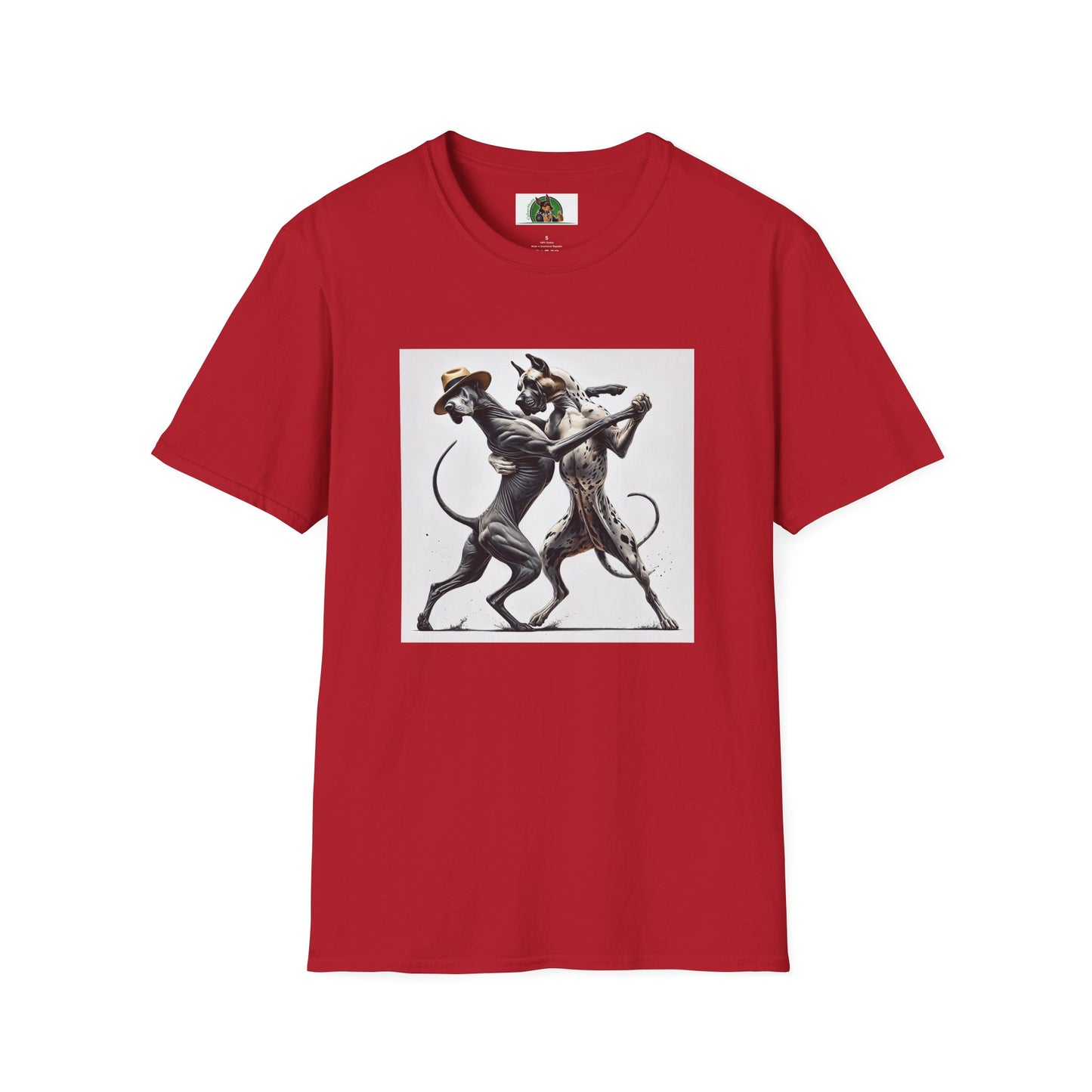 Dancing Great Danes T-Shirt T-Shirt Printify S Cherry Red