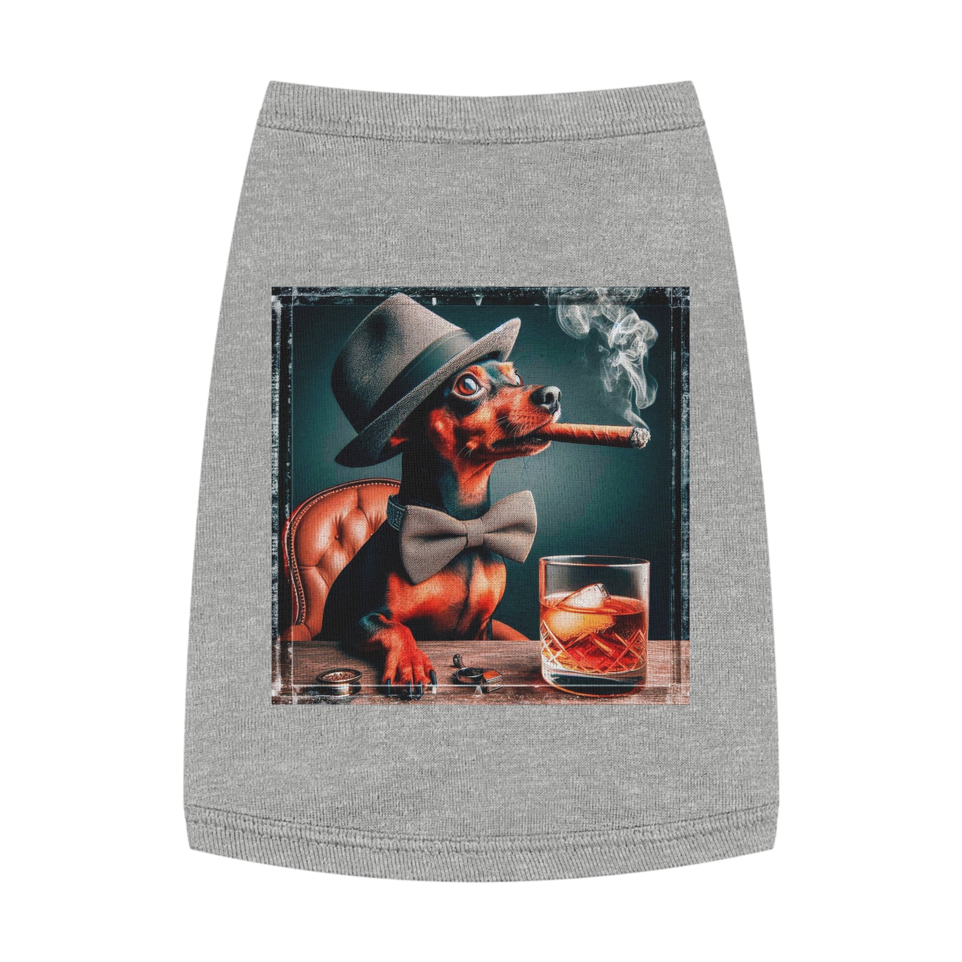 Min Pin Tank Tops cigar and drink Pets Printify M Heather