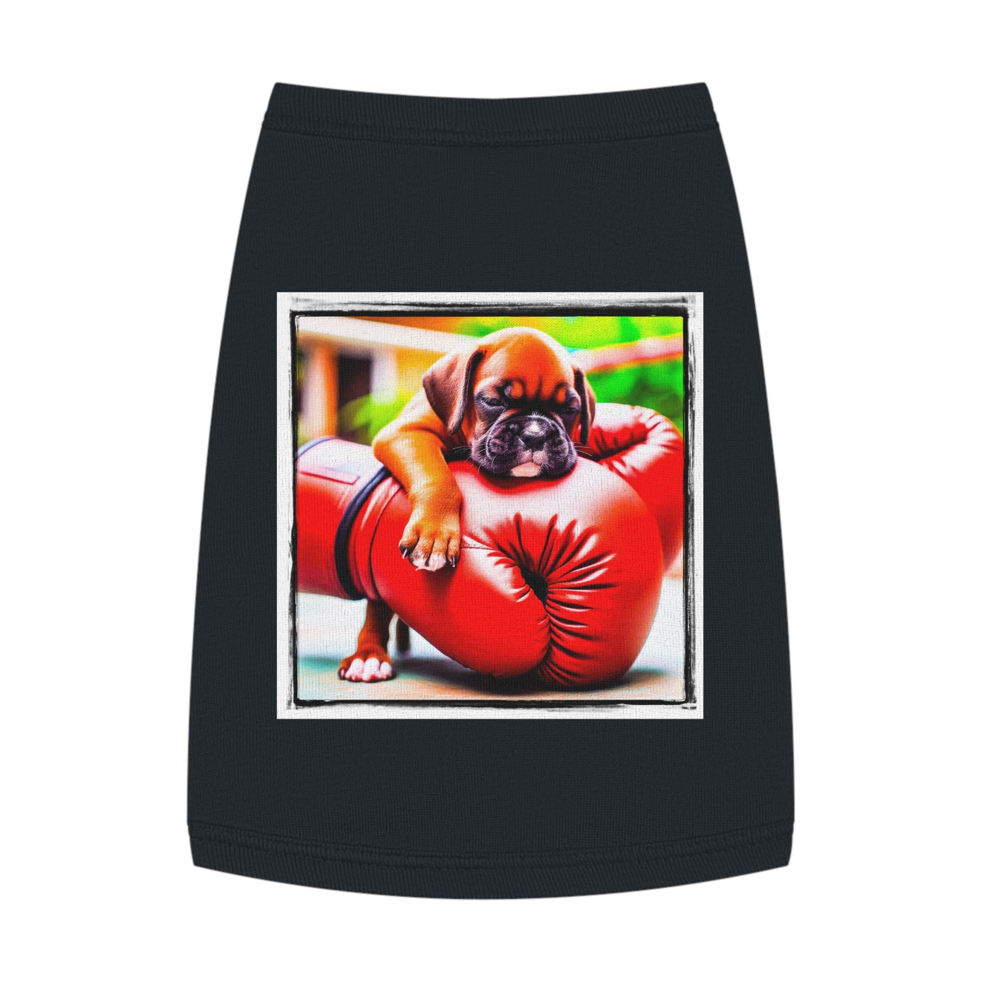 Pet Tank Top Boxer Puppy On Boxing Gloves Pets Printify M Black 