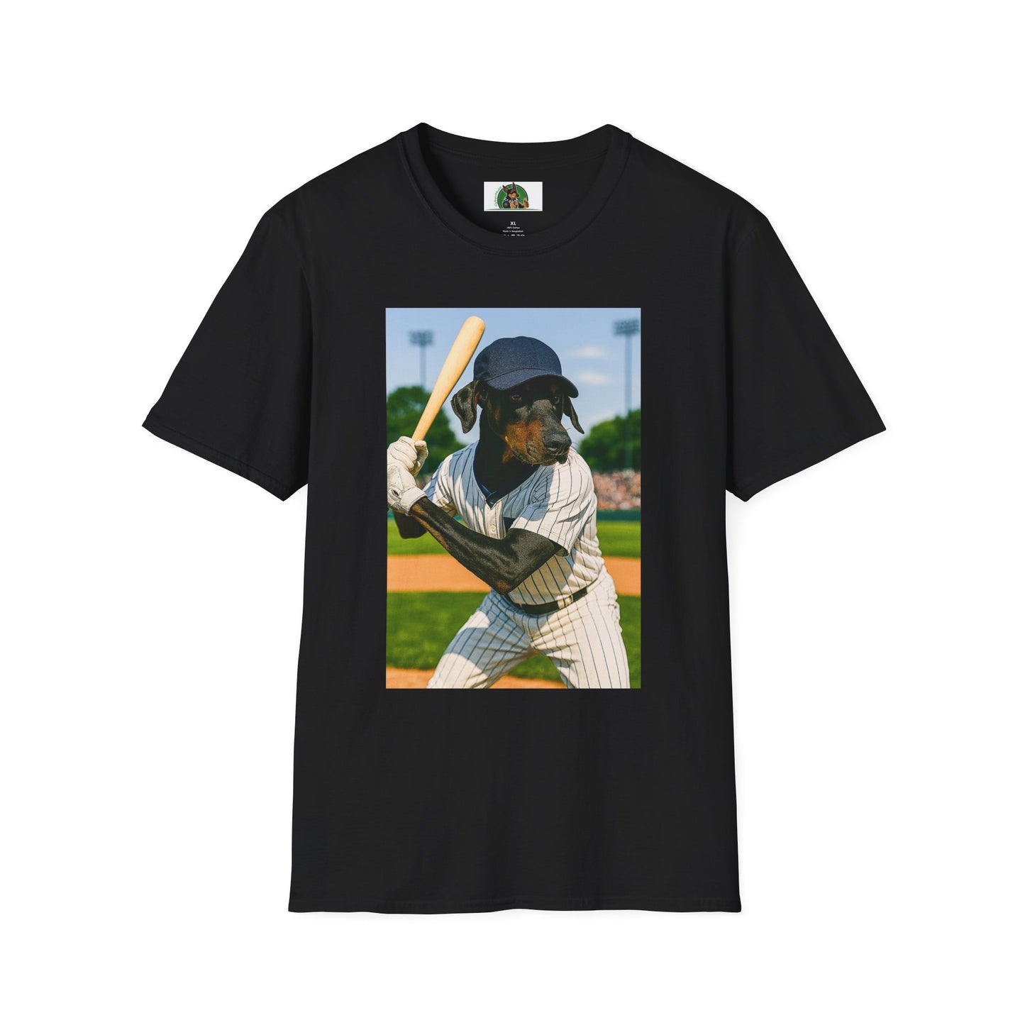 Baseball Doberman Sports T-Shirt T-Shirt Printify Black XS