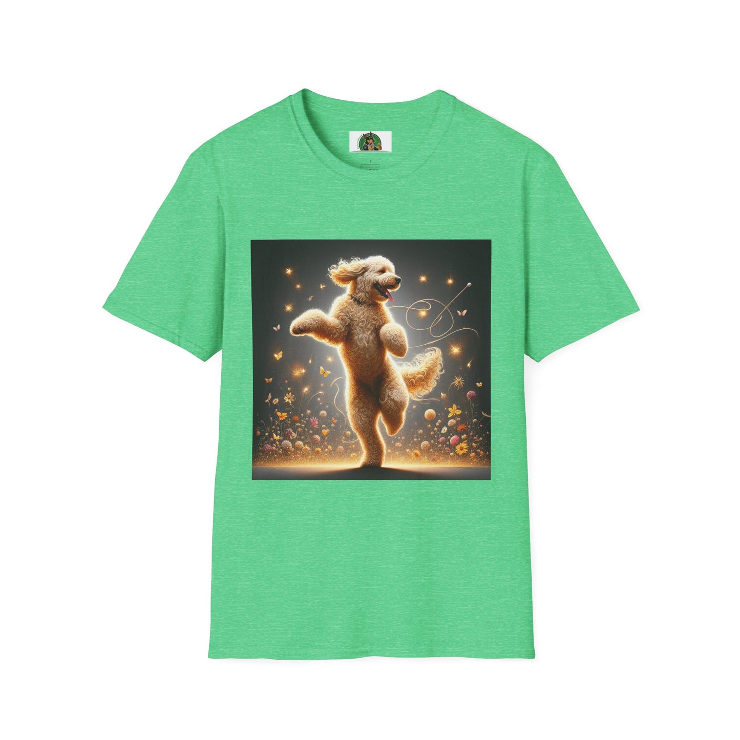 Dancing Golden Doodle T-Shirt T-Shirt Printify S Heather Irish Green