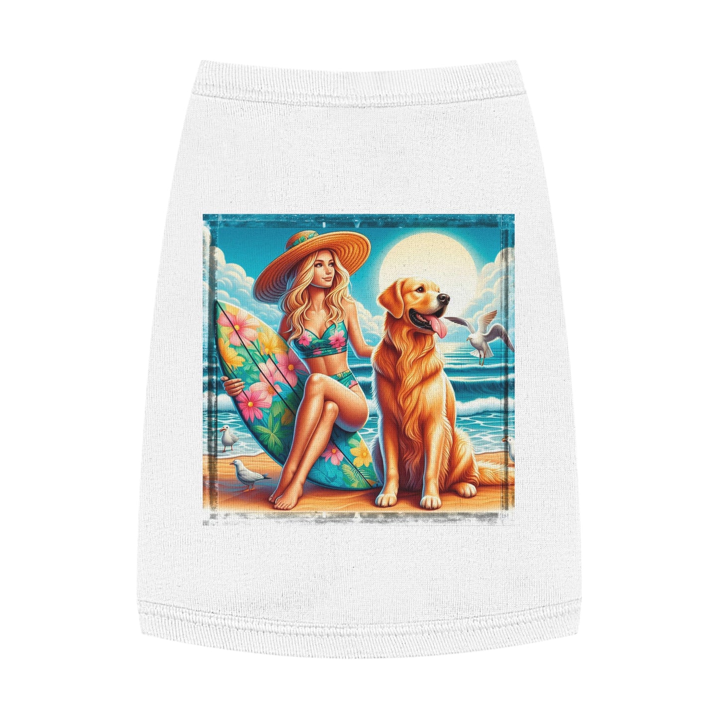 Golden Retriever pet tank top Pets Printify M White 