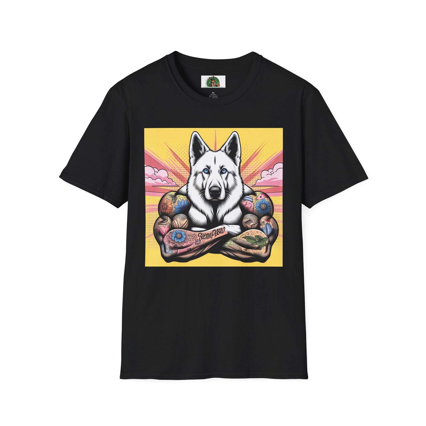 German Shepherd arms and flexing shirt T-Shirt Printify Black S