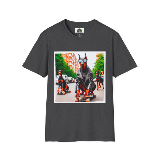 Doberman skate crew t shirt T-Shirt Printify XS Dark Heather