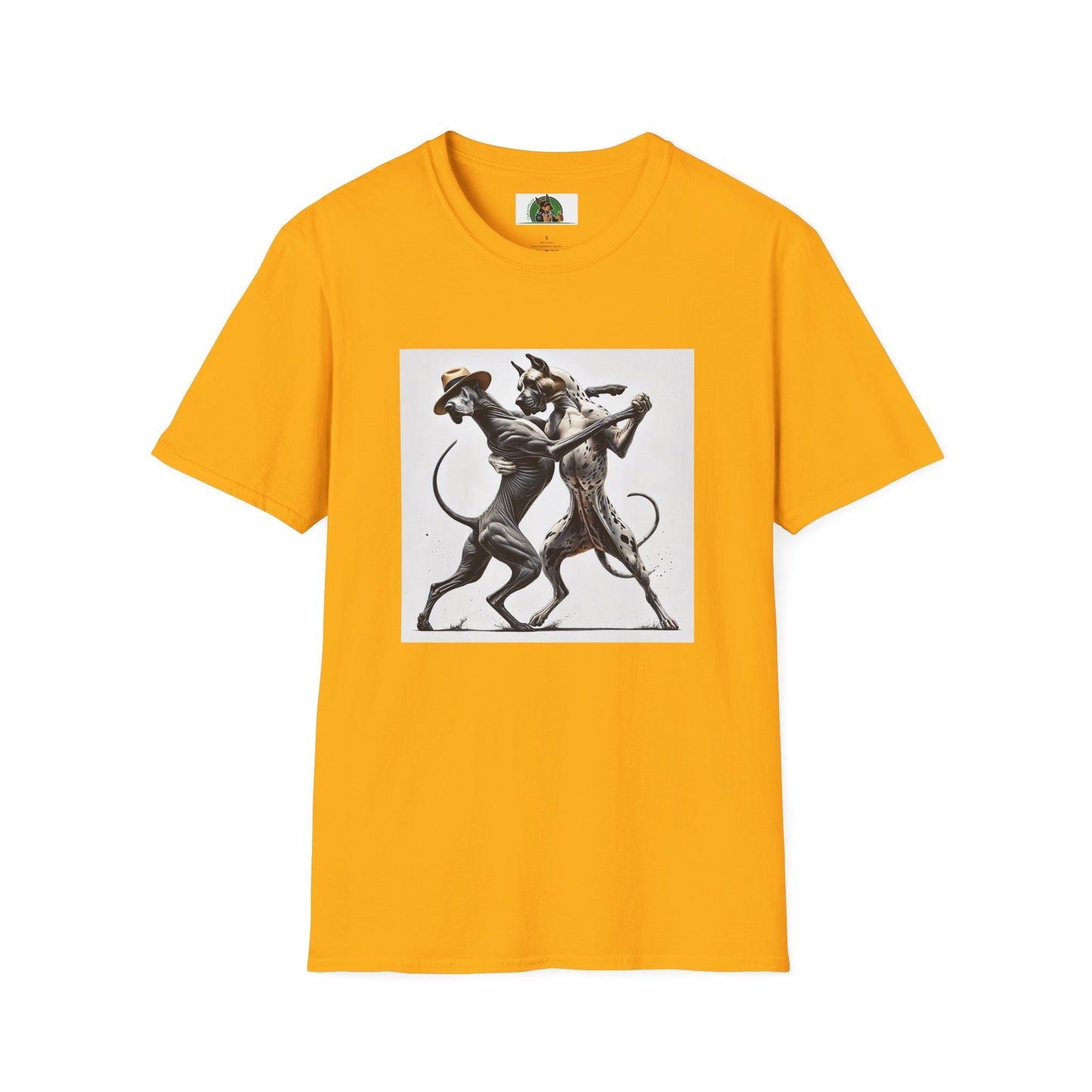 Dancing Great Danes T-Shirt T-Shirt Printify S Gold