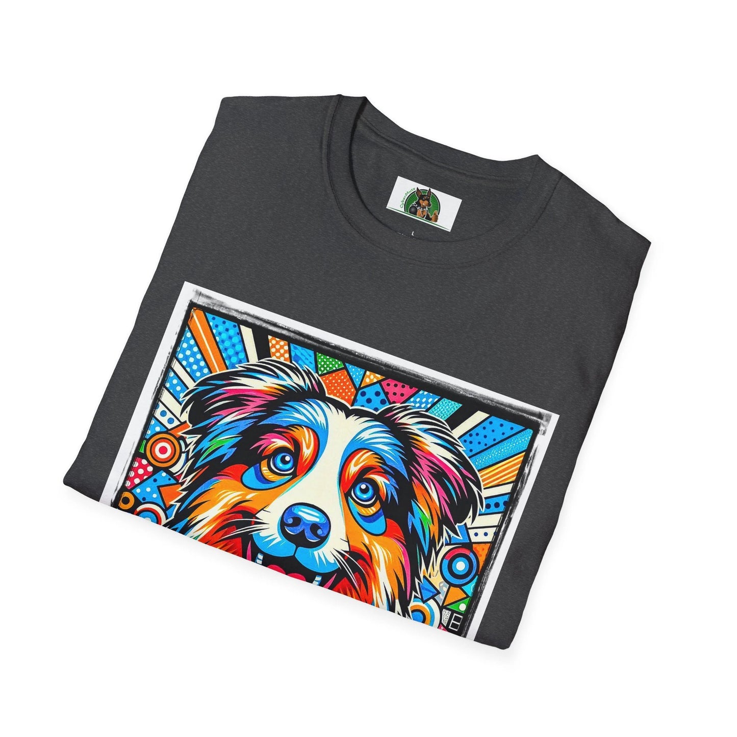 Australian Shepherd Bright Pop Art T Shirt Vibrant Canine Graphic Tee for Dog Lovers T-Shirt Printify