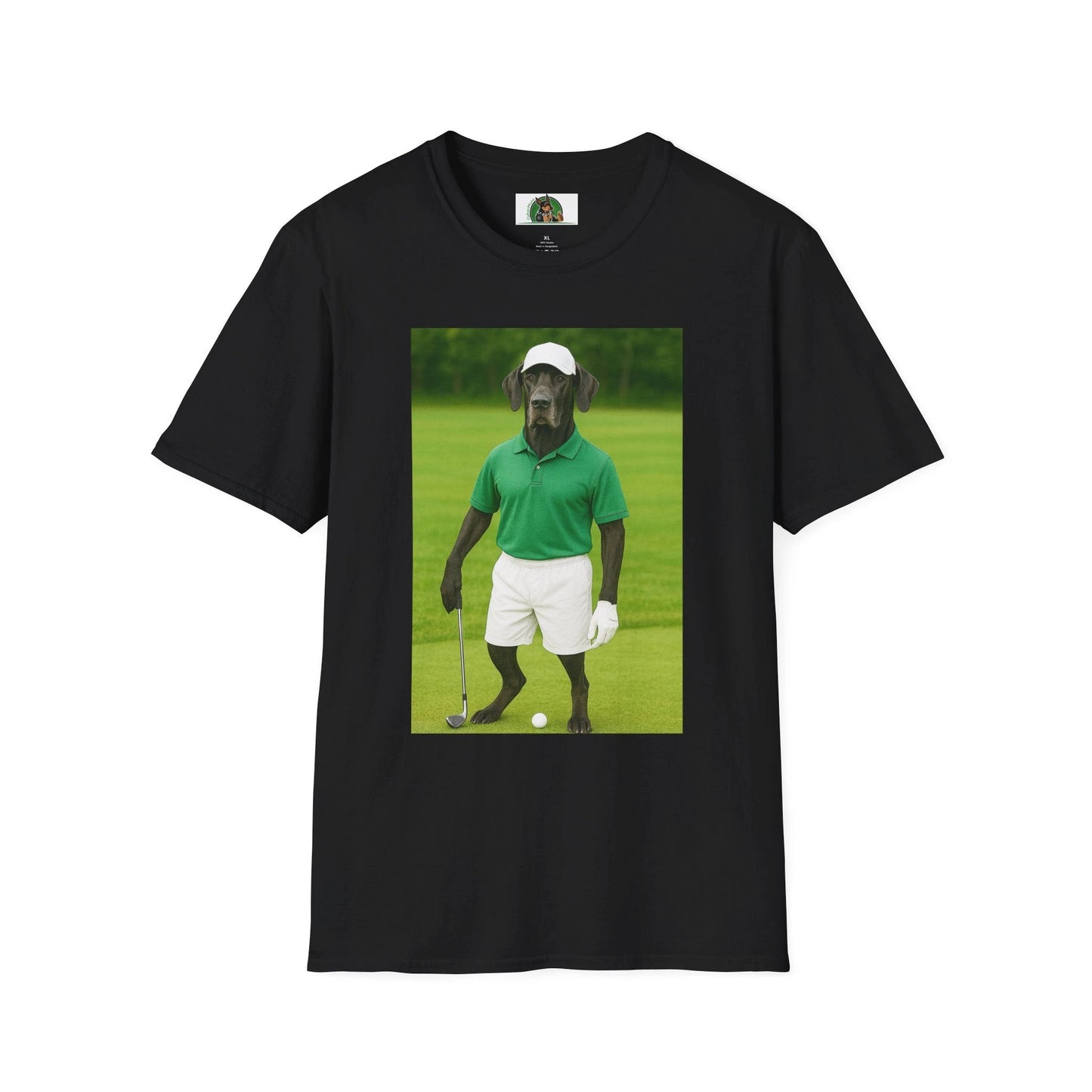 Great Dane Golf T-Shirt — Playing Golf Sports Dog Tee T-Shirt Printify Black S