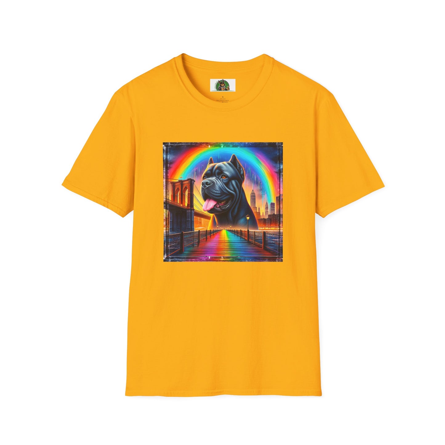 Cane Corso Rainbow Bridge TShirt T-Shirt Printify S Gold