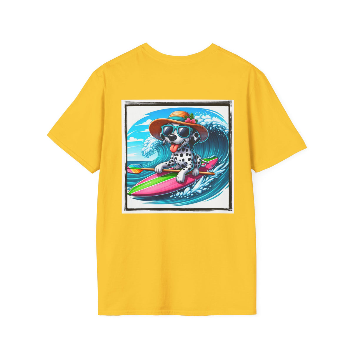 Dalmatian surf day t shirt Back Design