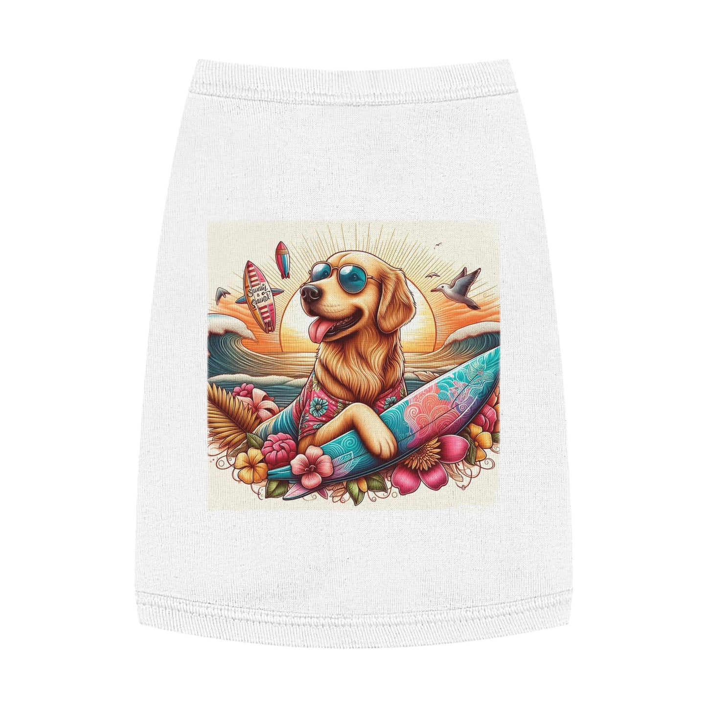 Golden Retriever pet tank top Pets Printify M White 