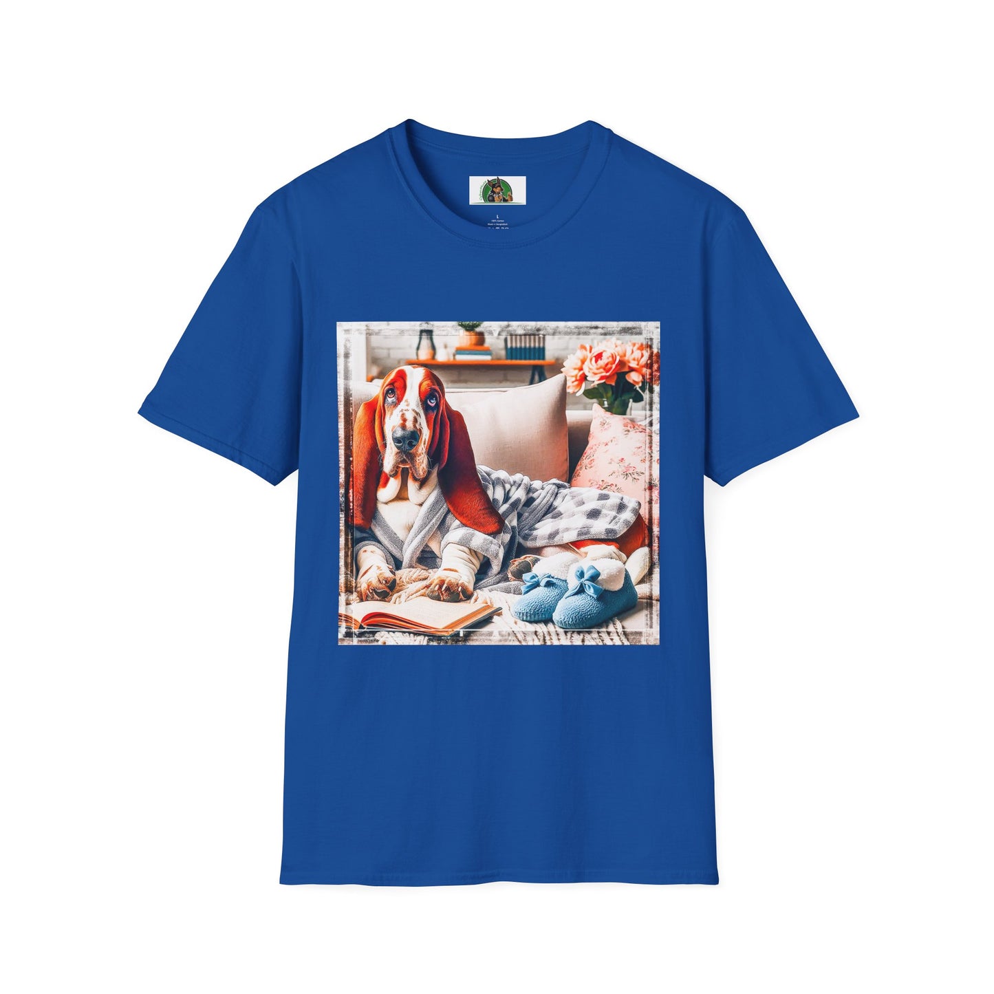 Basset Hound In PJ's Reading T-Shirt Printify XS Royal