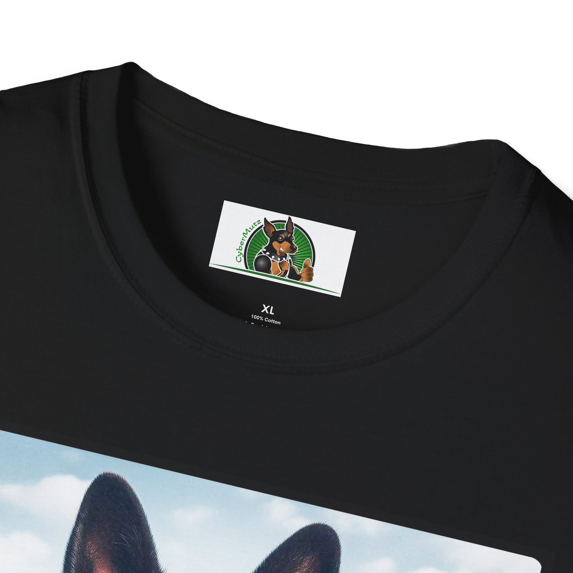 German Shepherd men in black shirt T-Shirt Printify