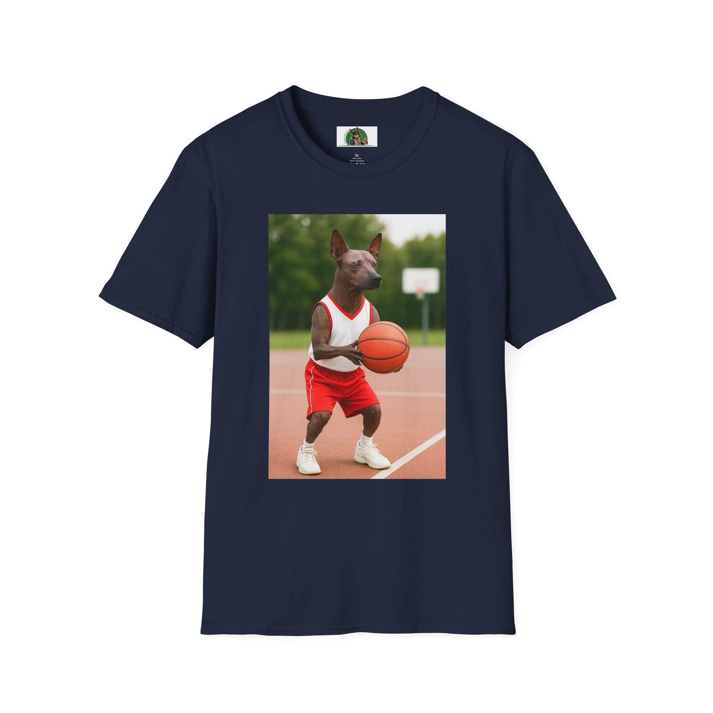 Mexican Hairless Dog Basketball T-Shirt — Dog Lover Sports Tee T-Shirt Printify Navy S