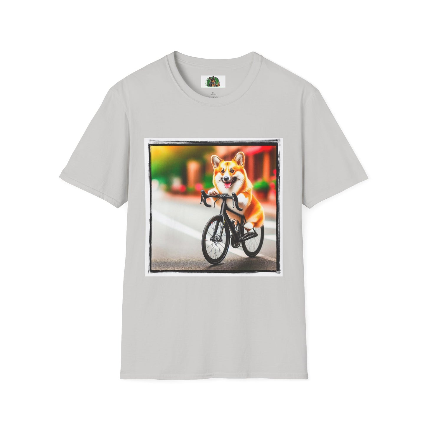 Pembroke Welsh Corgi bicycle shirt T-Shirt Printify S Ice Grey