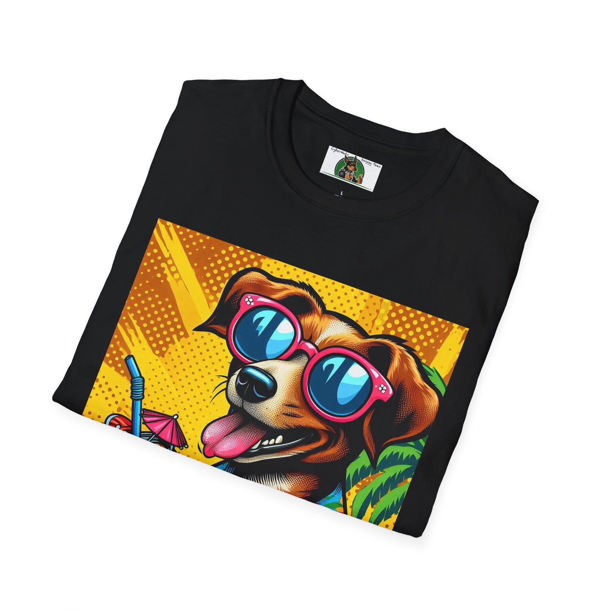 Wacky Surfer Dog T-Shirt Printify   