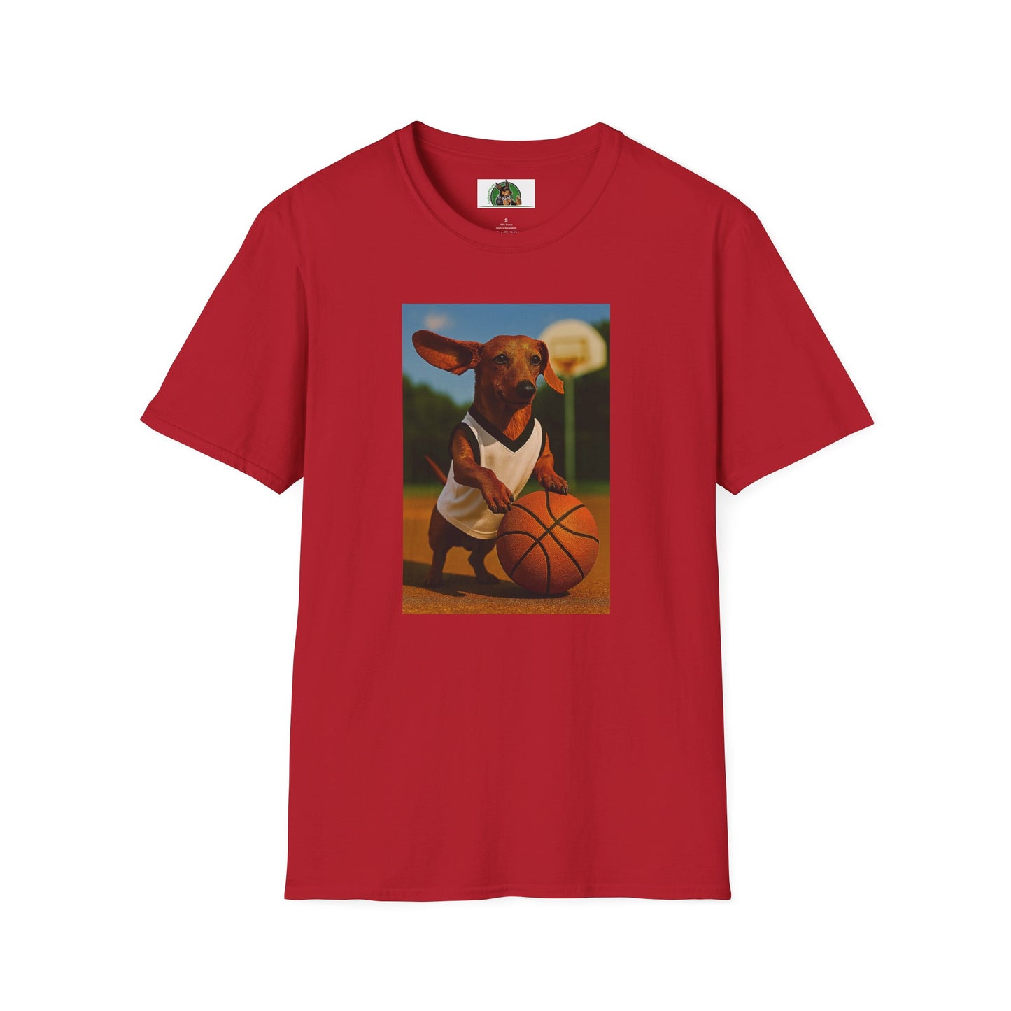 Sports Dachshund Basketball T-Shirt T-Shirt Printify Cherry Red S