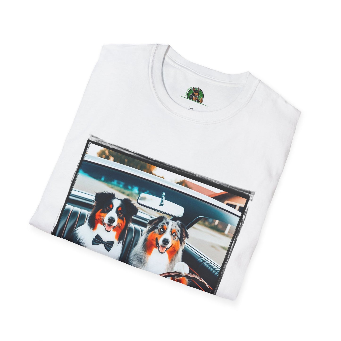 Australian Shepherd Couple Sunday Driving T-Shirt Printify   