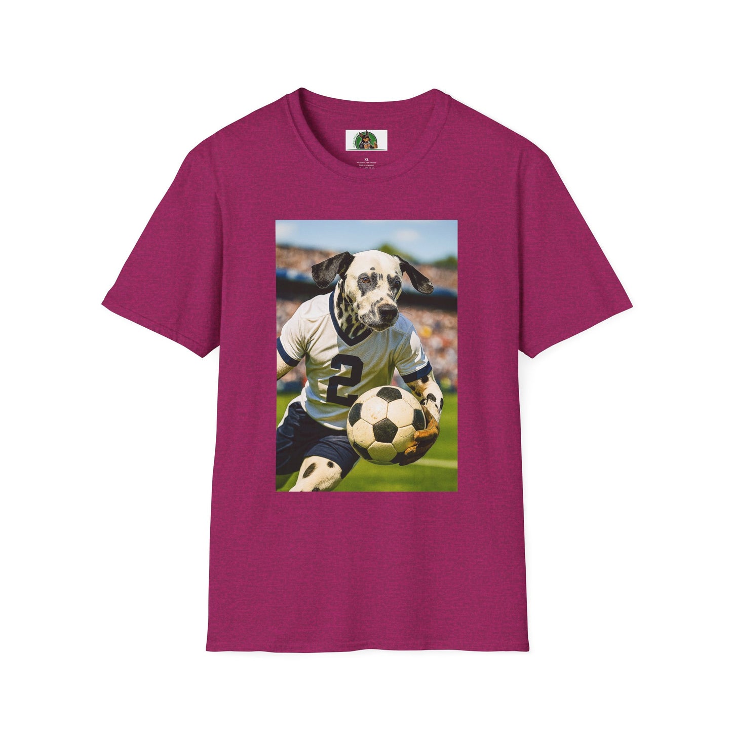 Sports Soccer Dalmatian Unisex T-Shirt T-Shirt Printify Antique Heliconia S