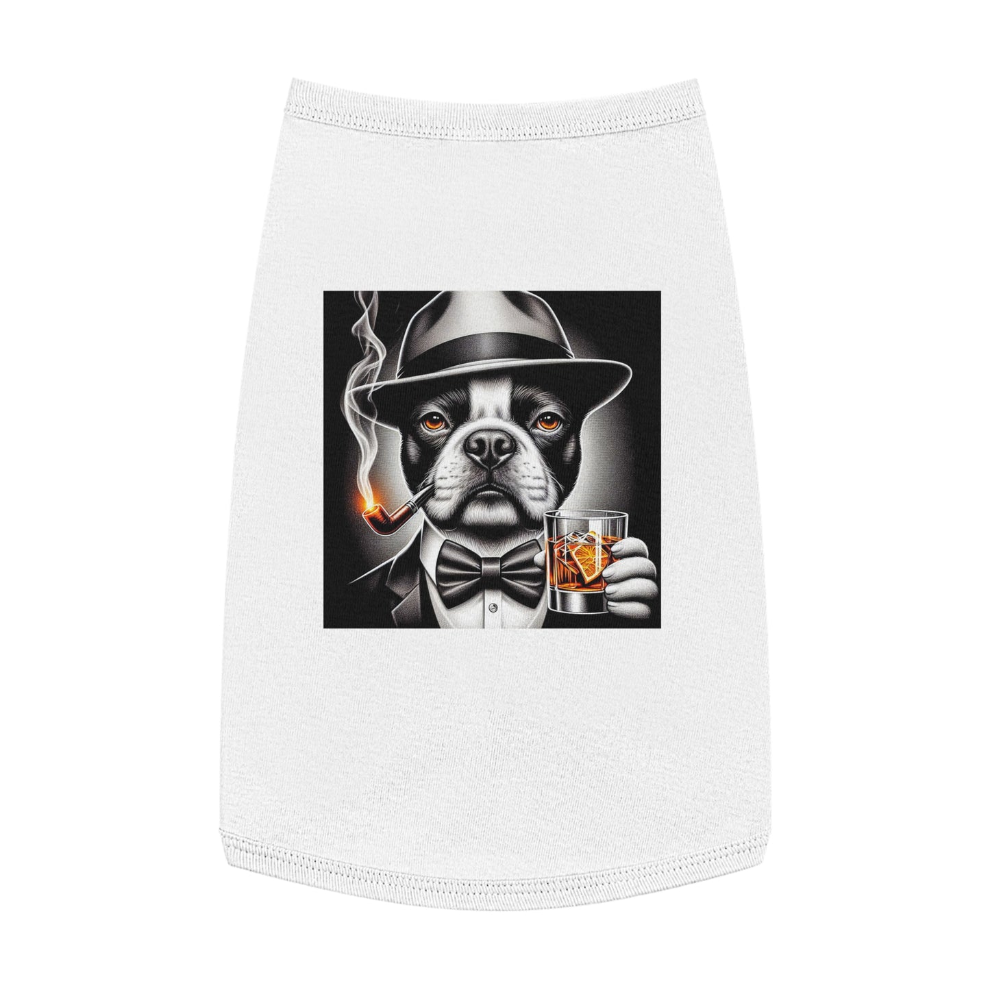 Pet Tank Top Boston Terrier Smoking Pipe Pets Printify L White 