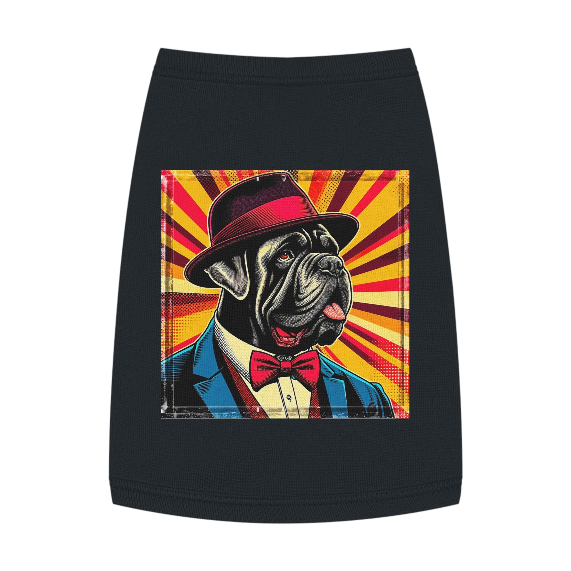 Pet Tank Top Cane Corso Dog In Suit And Hat Pets Printify M Black 