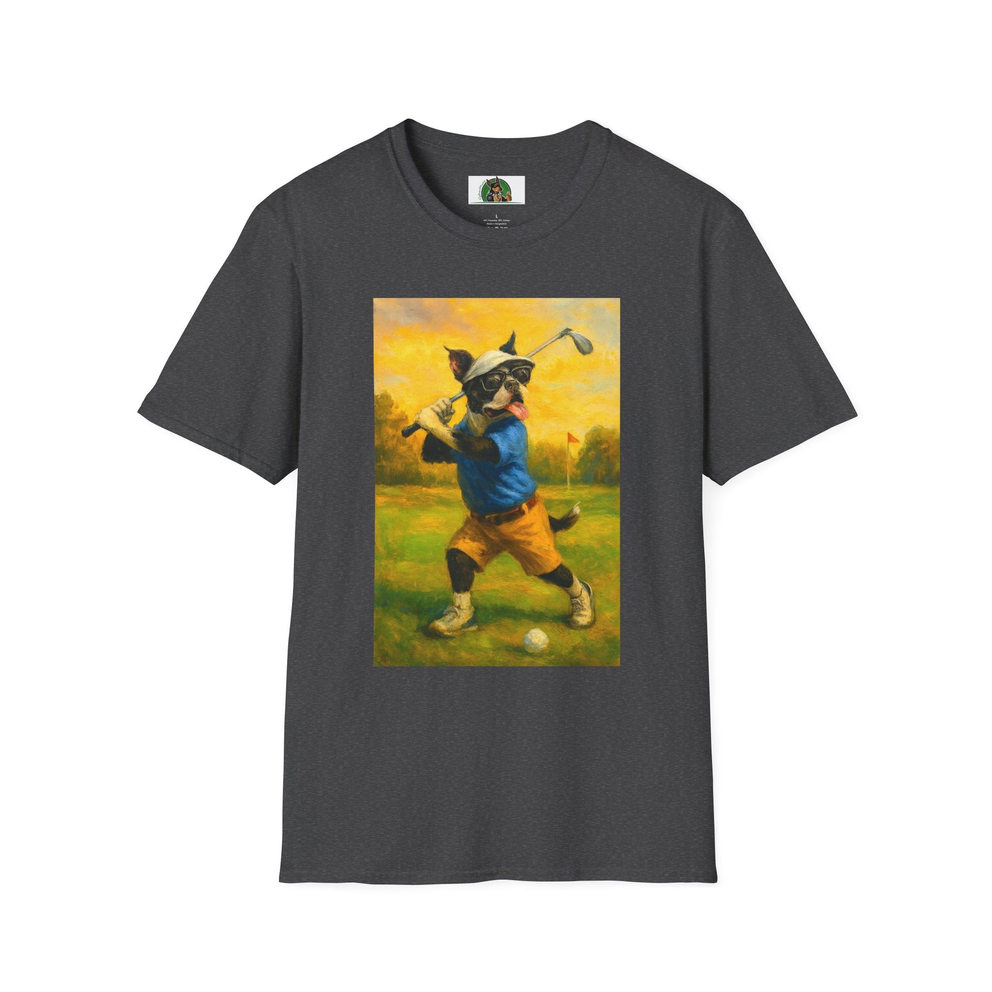 Sports Boston Terrier Golf T-Shirt T-Shirt Printify Dark Heather XS
