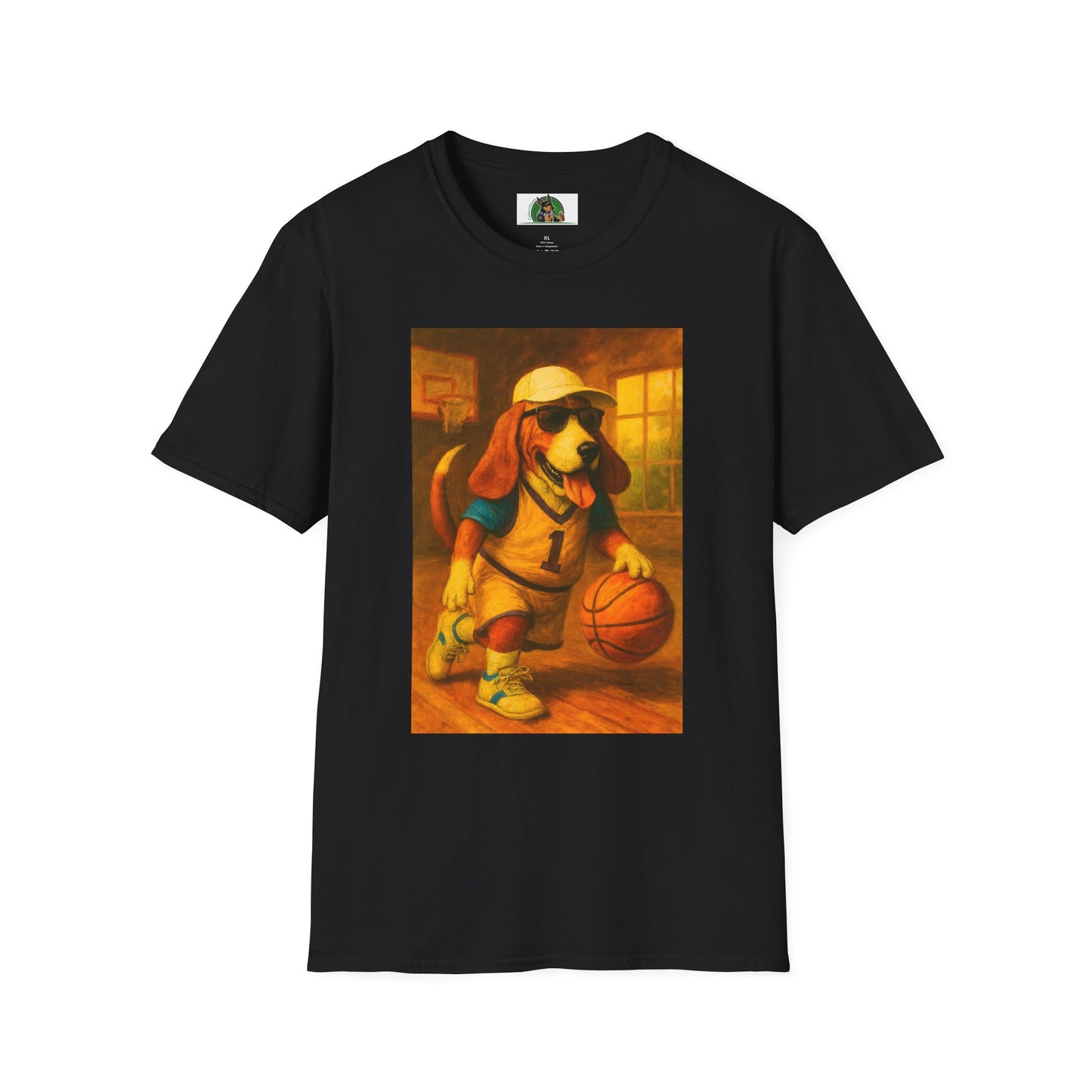 Sports Basketball Bassett Hound T-Shirt T-Shirt Printify Black XS