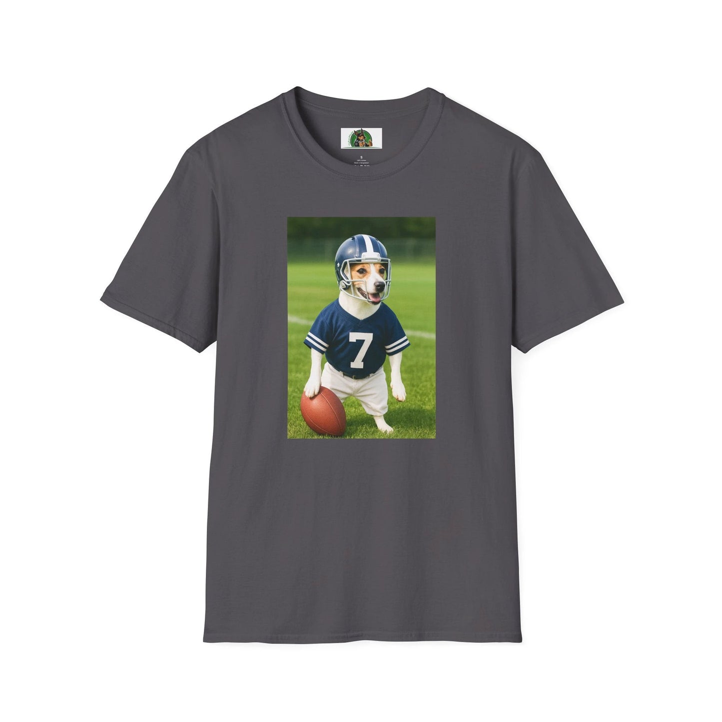 Jack Russell Football T-Shirt — Sports Dog Tee T-Shirt Printify Charcoal S