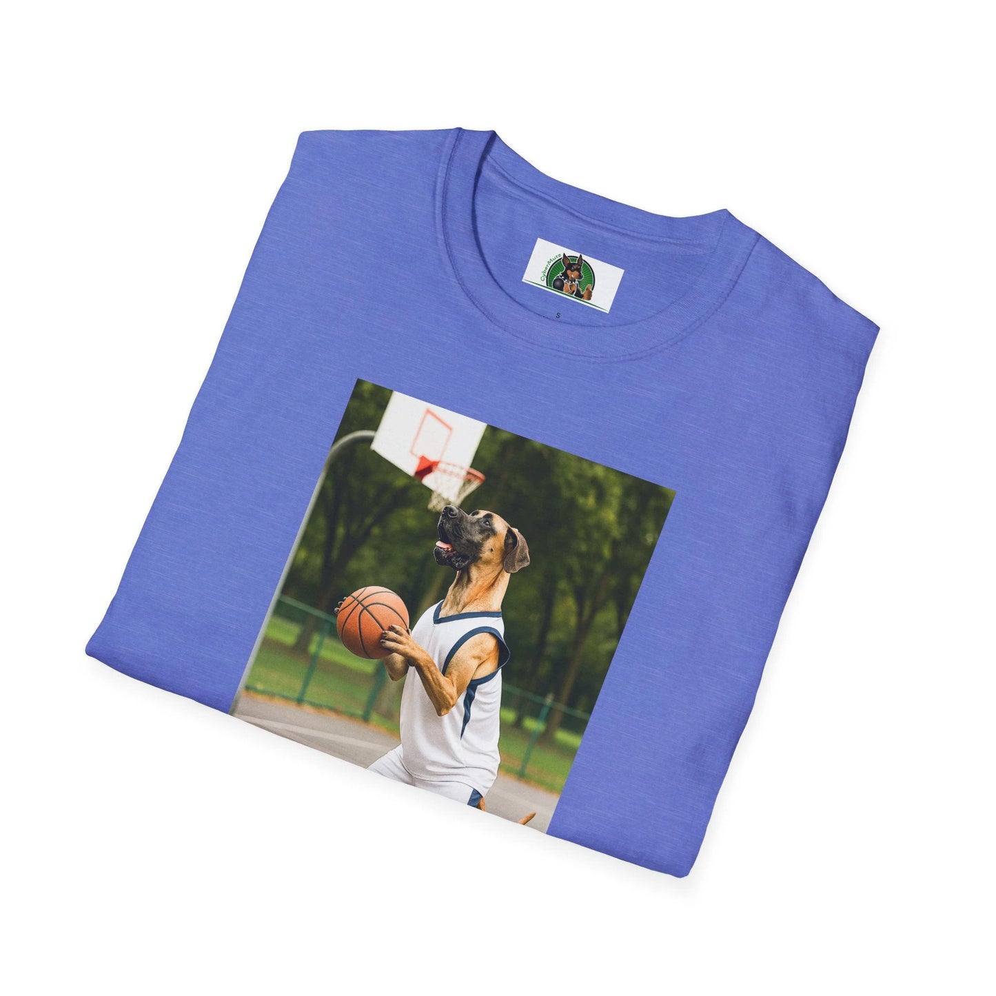 Great Dane Playing Basketball T-Shirt — Sports Dog Tee by Printify